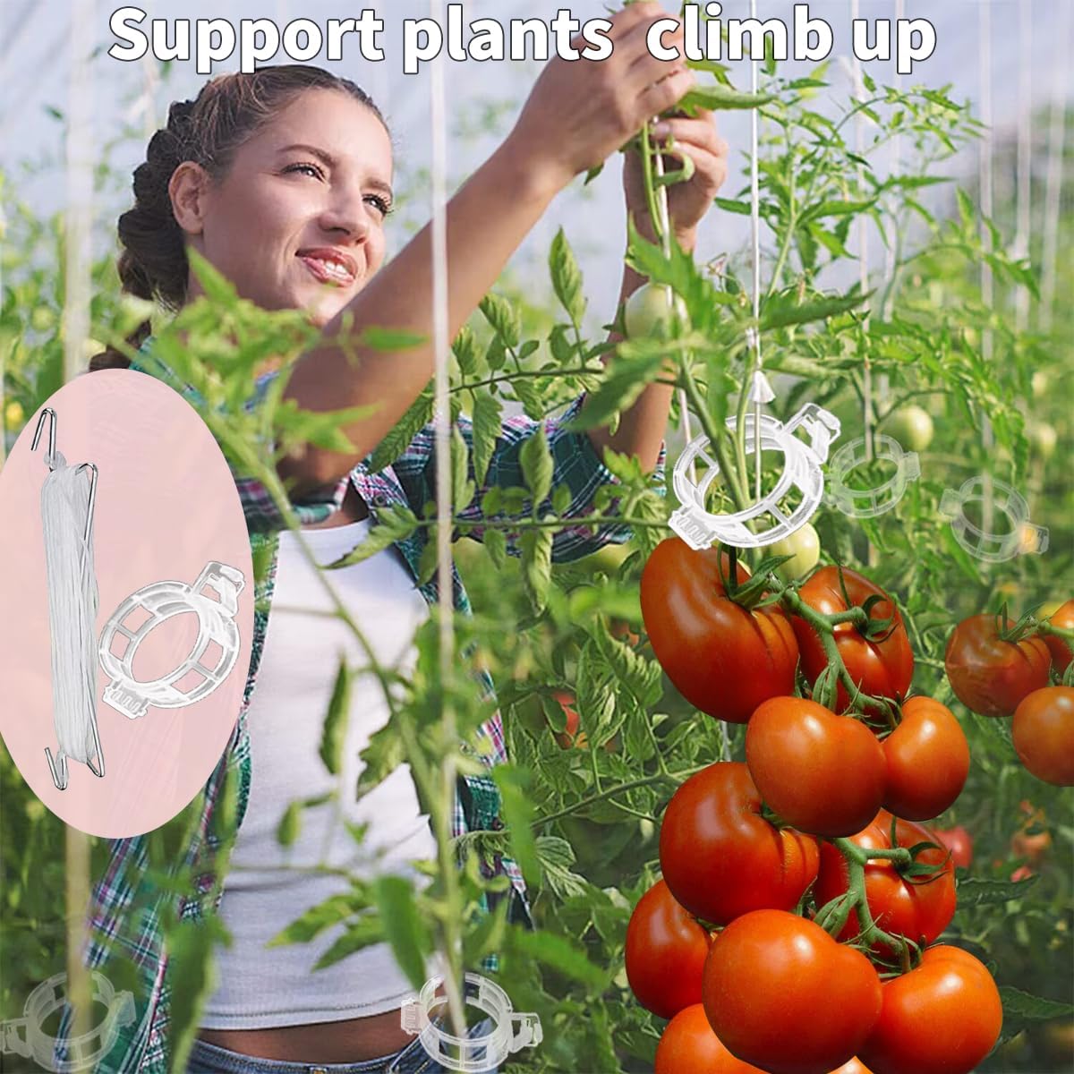 85pcs Tomato Support J Hooks with String, Plant Climbing J Hooks Set Plant Climbing Hook with 33ft Twine, Garden J Hooks &plant support clips Support Trellises For Support Plant Vegetable Fruit Flower