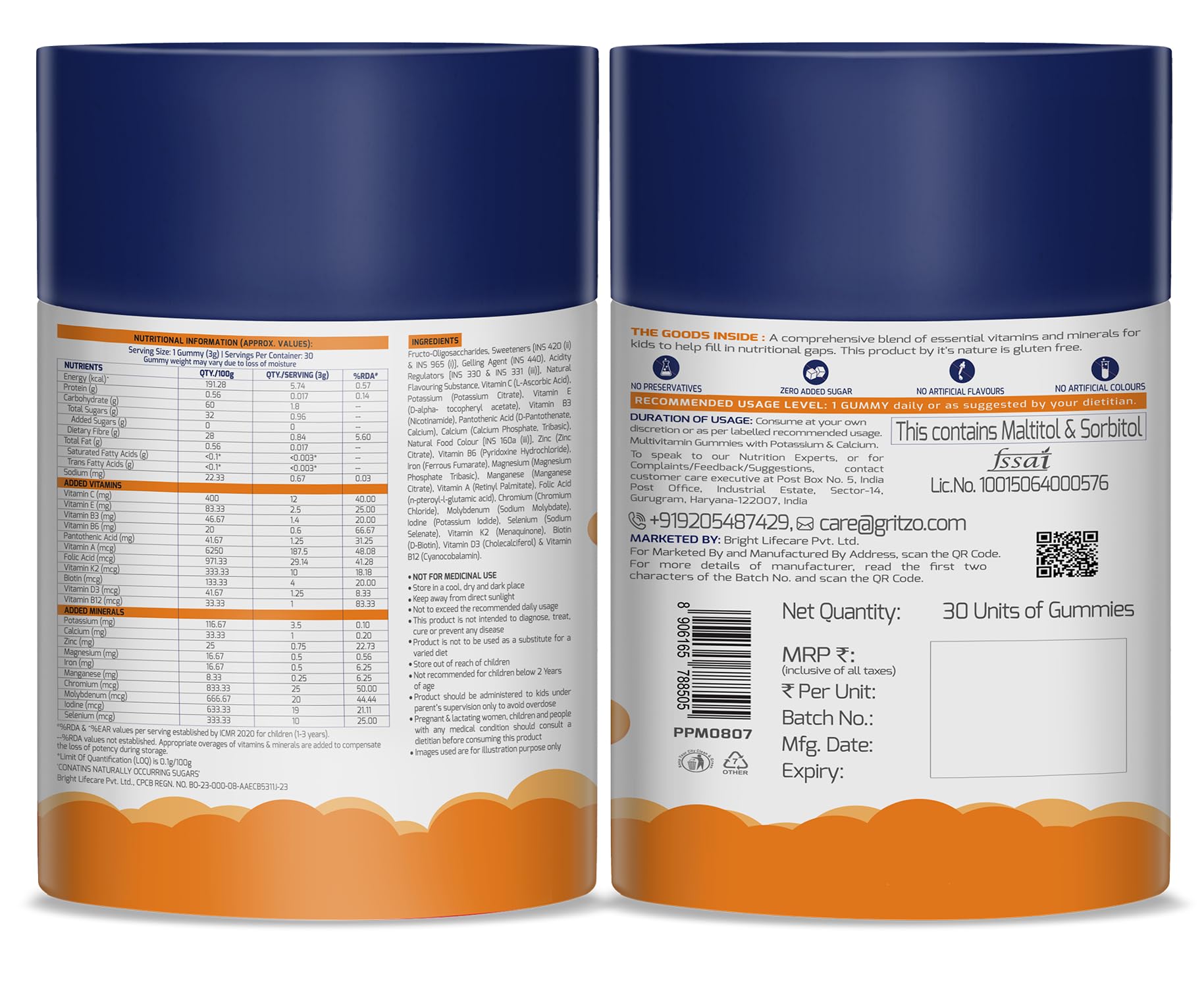 Gritzo SuperMilk Growth+ (7-12y Boy), 400g + Multivitamin Gummies — Amazon image 8
