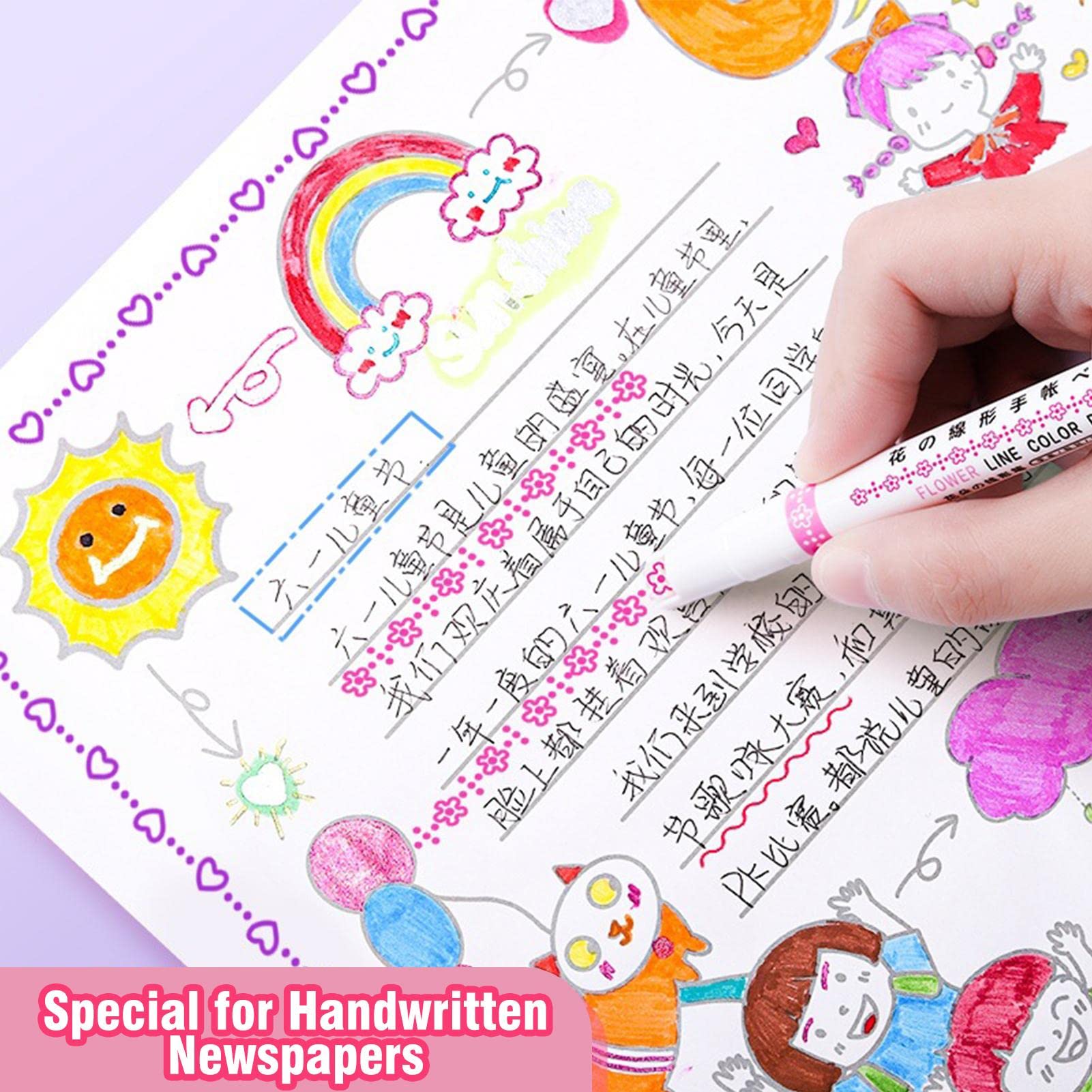 Amazon.co.jp: 曲線蛍光ペンセット 6色 カラーマーカー 筆 マーカー