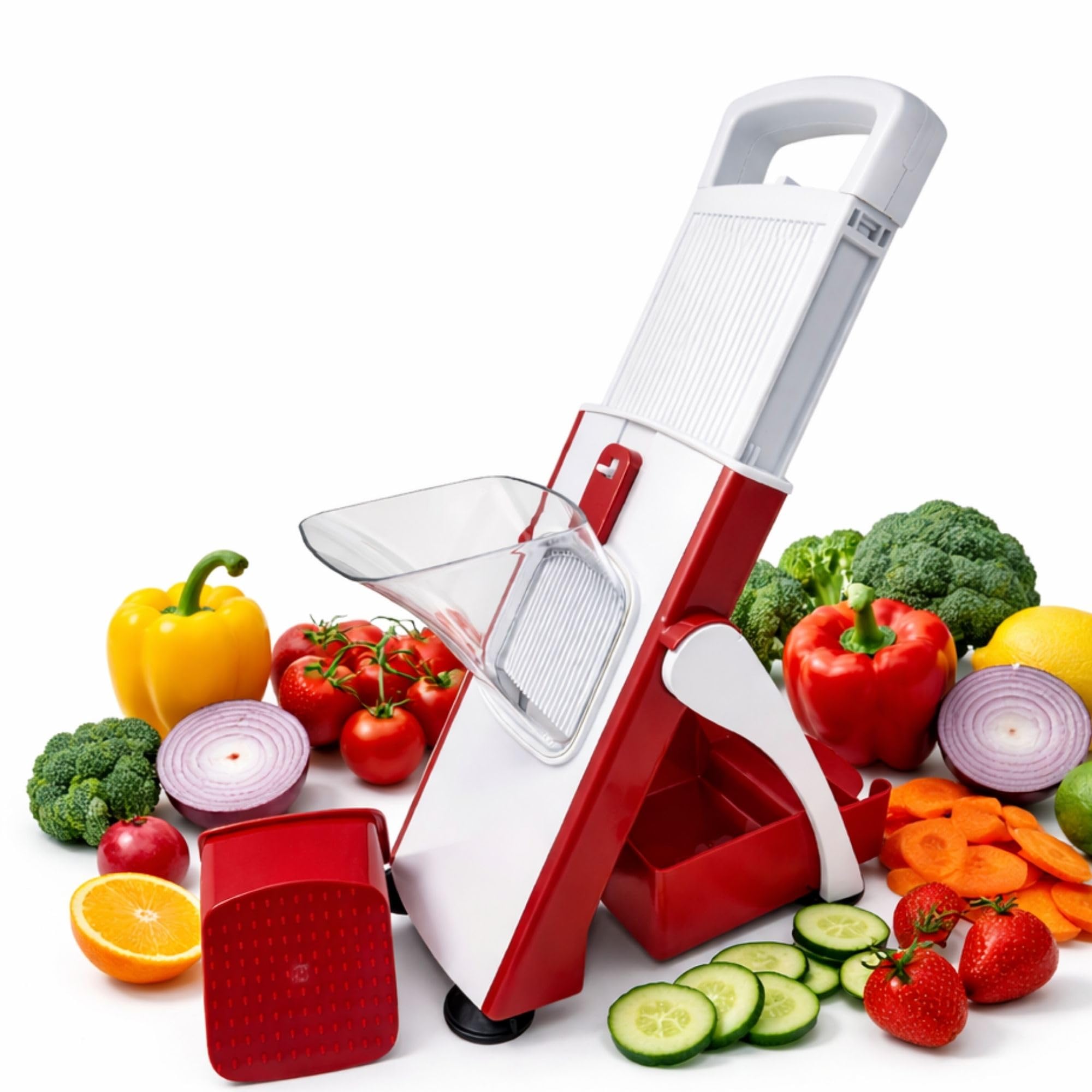 NAMAI - Mandolina de Cocina Profesional con 27 Combinaciones de Corte, Cuchillas de Acero Inoxidable Resistente, Apta Para el Lavavajillas, Cortadora de Verduras, Práctica y Segura