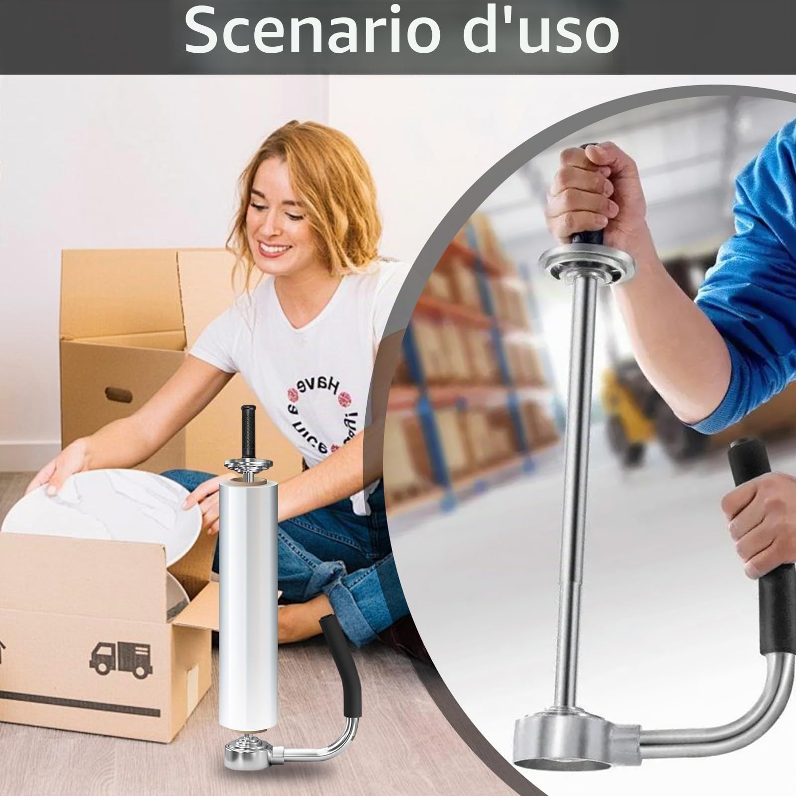 Erogatore di Film Estensibile, Svolgitore Manuale di Film Estensibile per Rotoli da 30-50 cm di Larghezza Dispenser di Pellicola Estensibile Industriale con Maniglia per L'imballaggio di Mobili