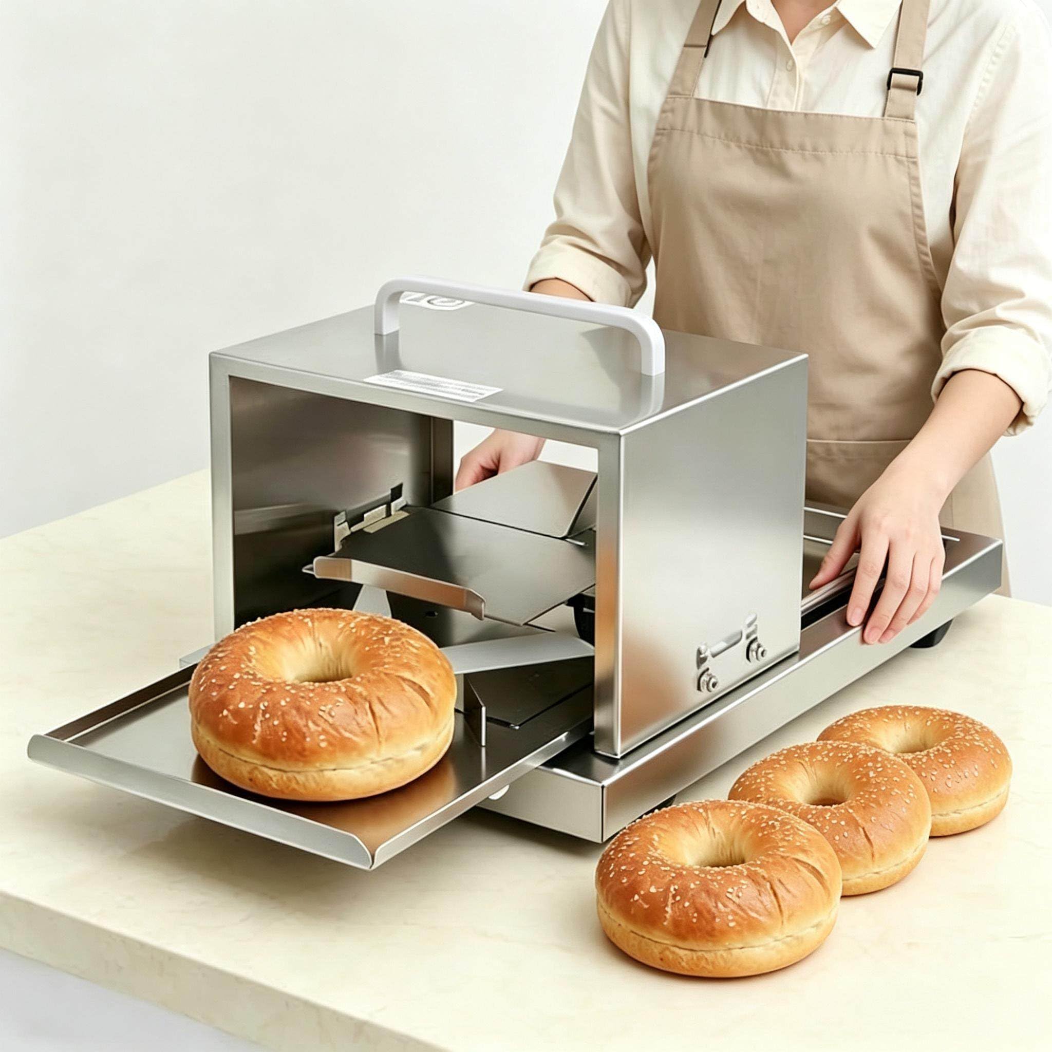 Cortador Comercial de Bagels, Rebanador Manual Ajustable de Pan para Cocina