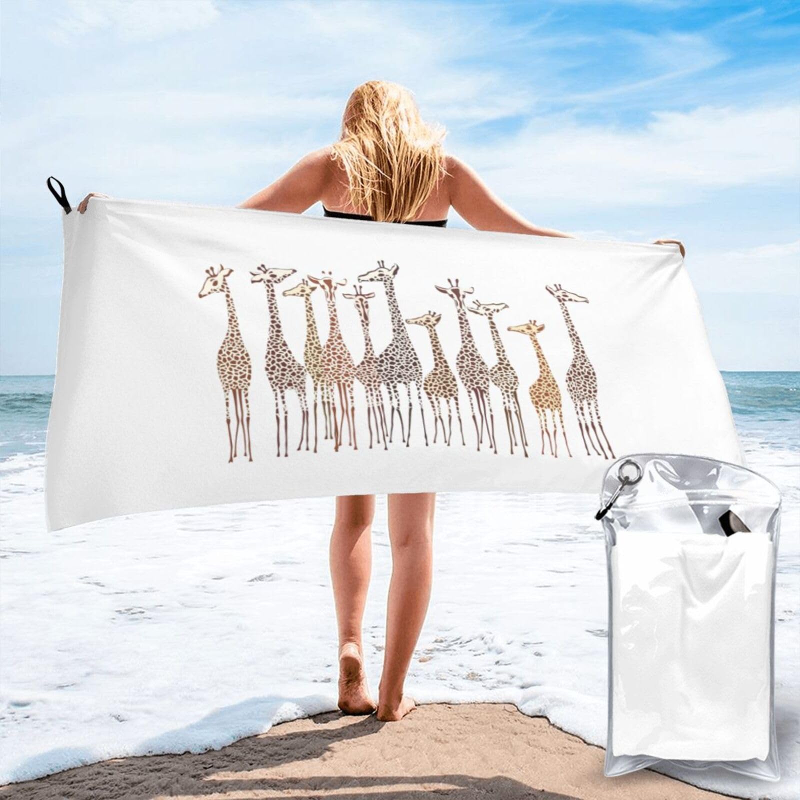 AYYQWE Cute Cartoon Funny Giraffes Print Lightweight Towel For Men Women Travel Beach Camping Hiking Yoga Swimming Sports