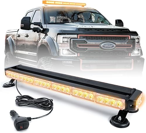 BooYu Luces estroboscópicas de emergencia de 28.5 pulgadas, 54 LED, doble cara, para asesor de tráfico, advertencia, barra de luz intermitente con