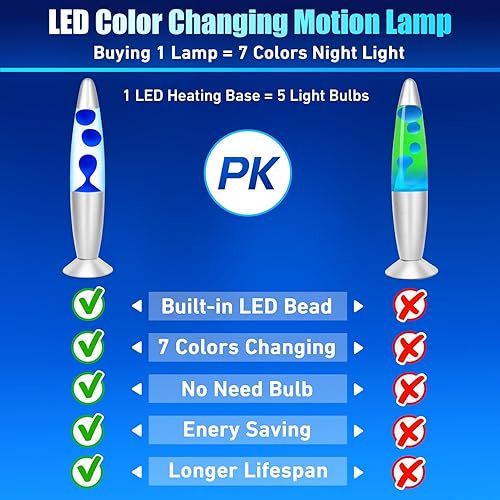 Miniatura 3 de Dalavalampa Lámpara de movimiento líquido que cambia de color, lámpara LED de magma azul de 13 pulgadas para adultos y niños, luz nocturna, regalos