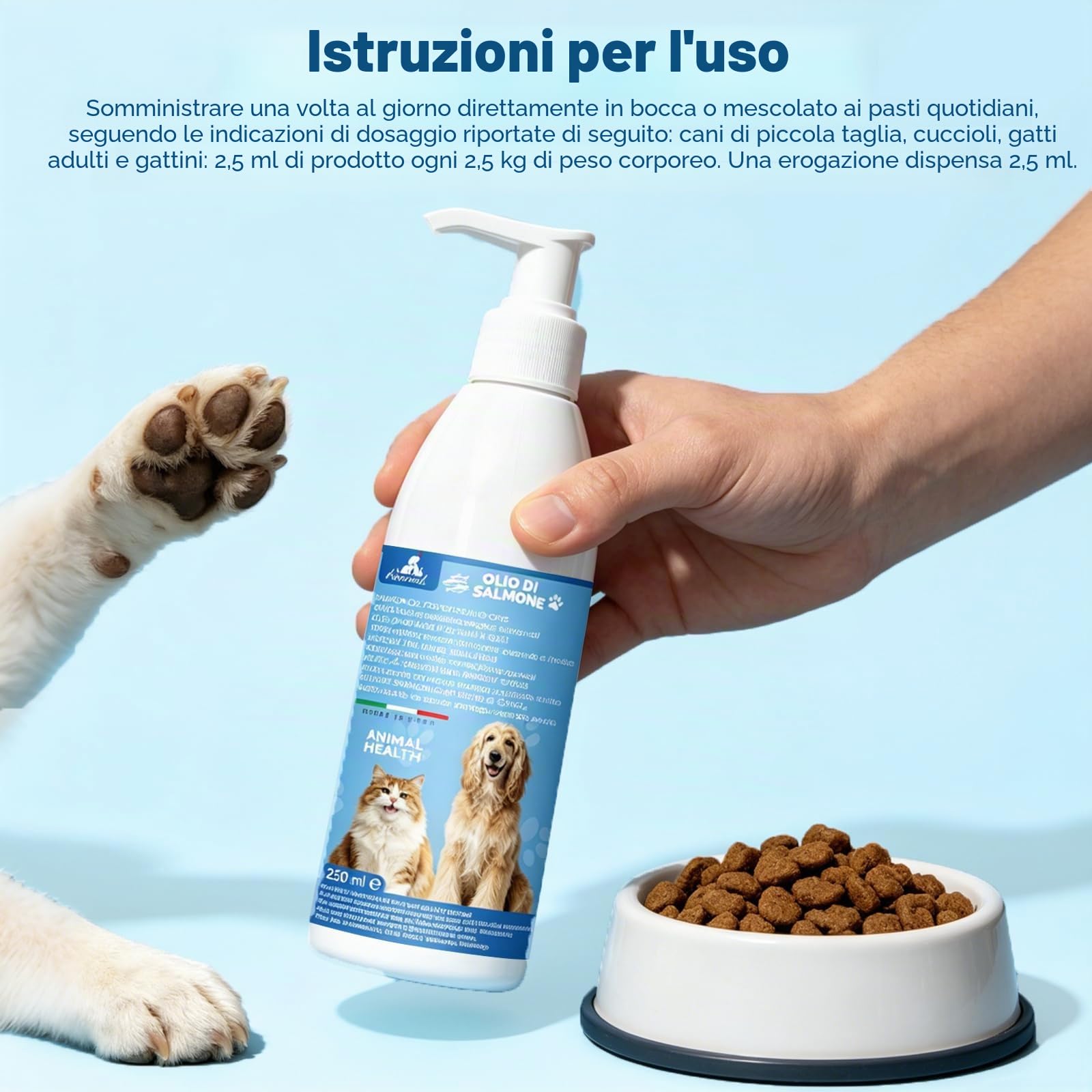Aspand Olio di Salmone per Cani e Gatti, 100% Norvegese Pressato a Freddo per Articolazioni Fort, Pelle Sana e Rafforza il Sistema Immunitario, Arricchito con Omega 3, EPA, DHA, 250 ml