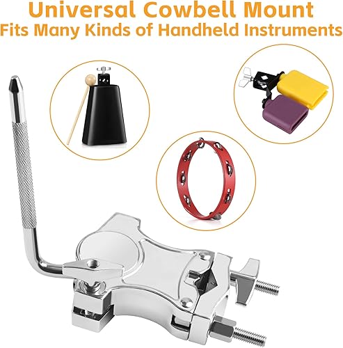 Miniatura 7 de Abrazadera de platillo de cencerros de barra L, soportes Tom de aleación de zinc para abrazadera de batería, soporte de montaje de percusión para