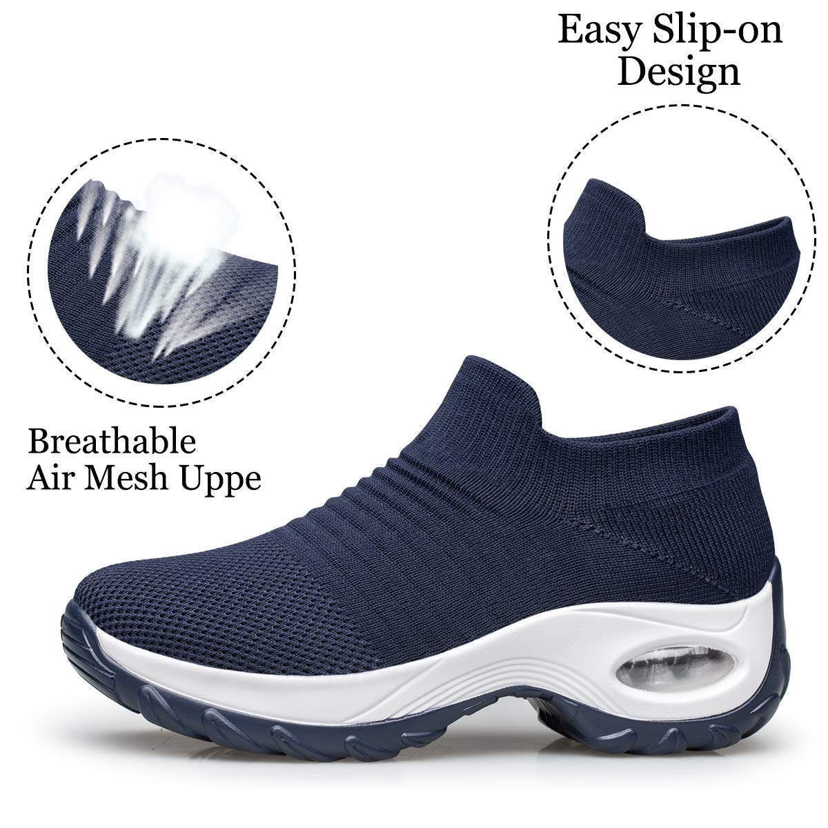 Raoendis Zapatillas deportivas para mujer para caminar, de malla, ligeras, cómodas, ortopédicas, con cojín de aire