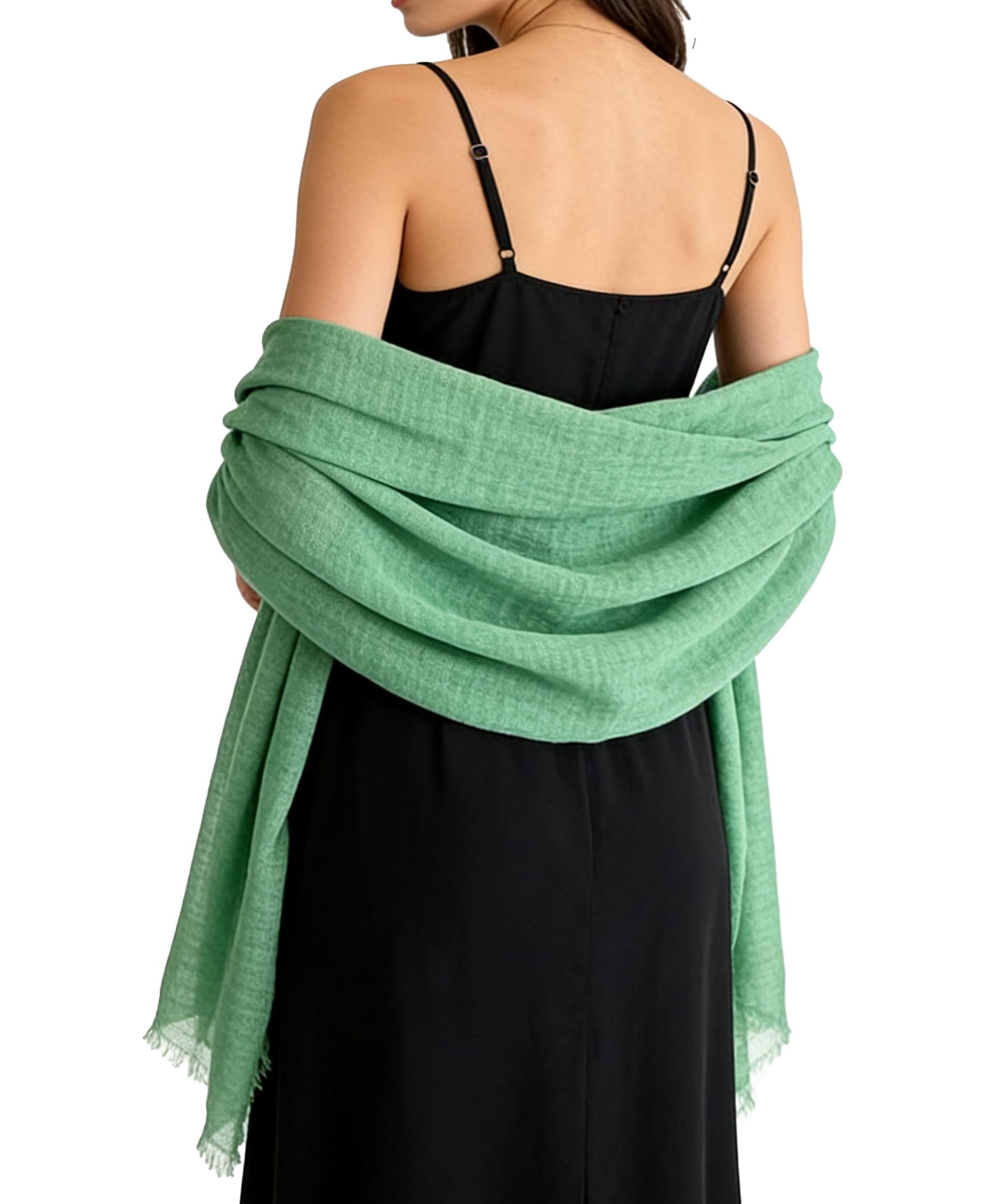 changyex Shawl Wraps Formal for Women Evening Dresses, Lightweight Sheer Linen Scarf Shawl Cover Up (Green)