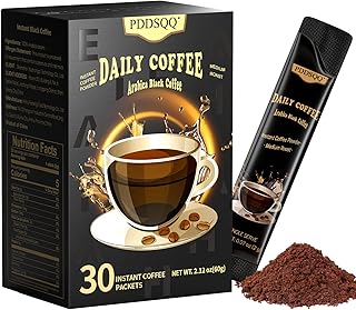 Instant Coffee Packets, Organic Medium Roast Arabica Coffee Beans, Sugar Free Hot or Iced Black Coffee Bulk 30 Count Single Serve (2oz / 60g)