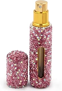 Bling Rhinestone-decorated 10ml Perfume Spray Bottle-Portable and Durable for Travel and Customizing Scents (Pink)