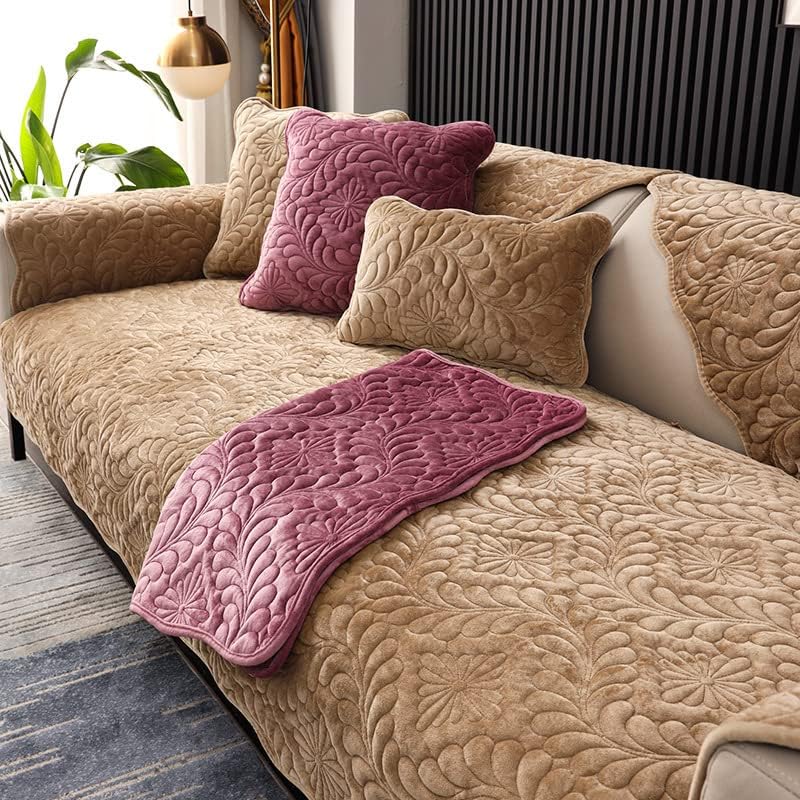 LUBOSE Velvet Sofa Covers, Washable Sofa Cover Protectors, Plush Sofa Covers, Sofa Protectors, Sofa Towels, Sofa Blankets(70 * 150cm, Light Brown A)