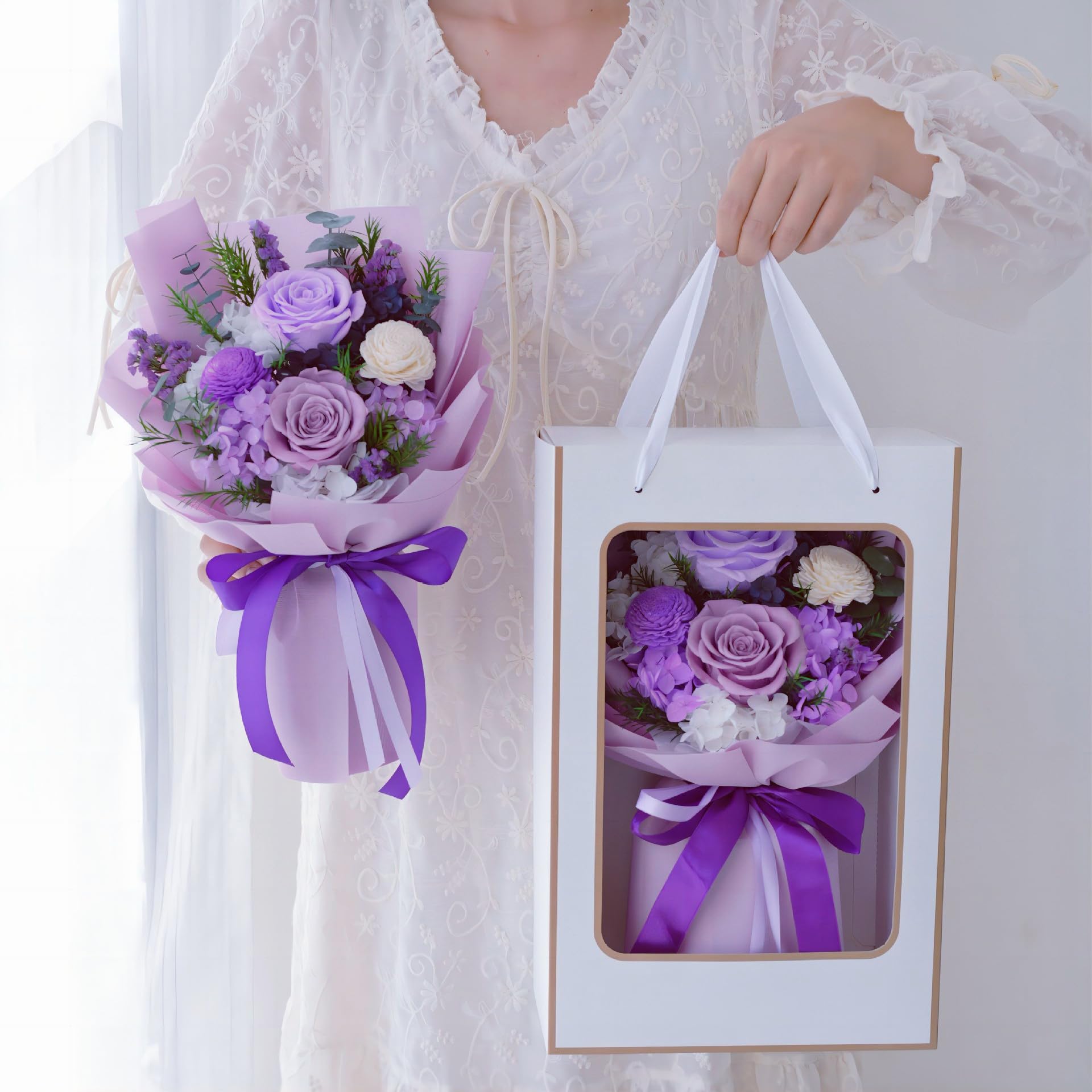 XICHEN 20 Sheets/Korean style waterproof Colors Flower Wrapping Paper,Florist Bouquet Paper,DIY Crafts,gift wrapping paper ouya paper58 x 58cm/22.8x 22.8 inch (Romantic Purple)