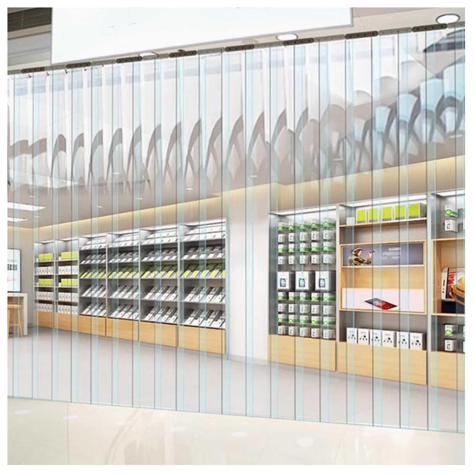 Rideau à lamelles en PVC transparent résistant à l'eau, au vent, aux rayures et à la température, pour entrepôts, usines, supermarchés