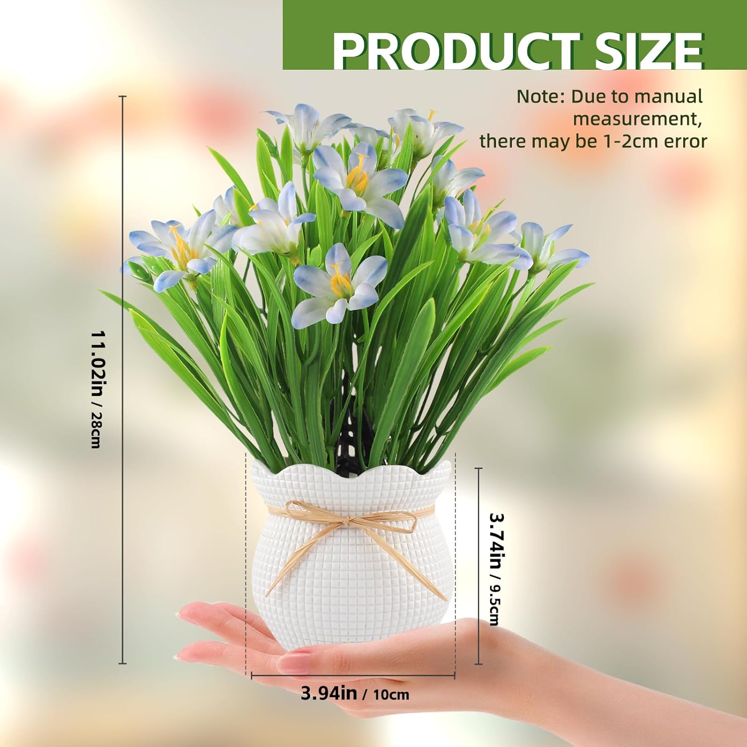 Artificial Flowers Plant UV Resistant Realistic Potted Faux Flowers Lifelike Greenery Maintenance Free Florals Indoor Outdoor Home Office Decor - Image 2