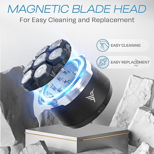 Miniatura 4 de HUMMINGBIRD MK13 - Afeitadora de cabeza de alta calidad, afeitadora eléctrica de 7 cuchillas para hombre, inalámbrica, recargable, USB-C, para