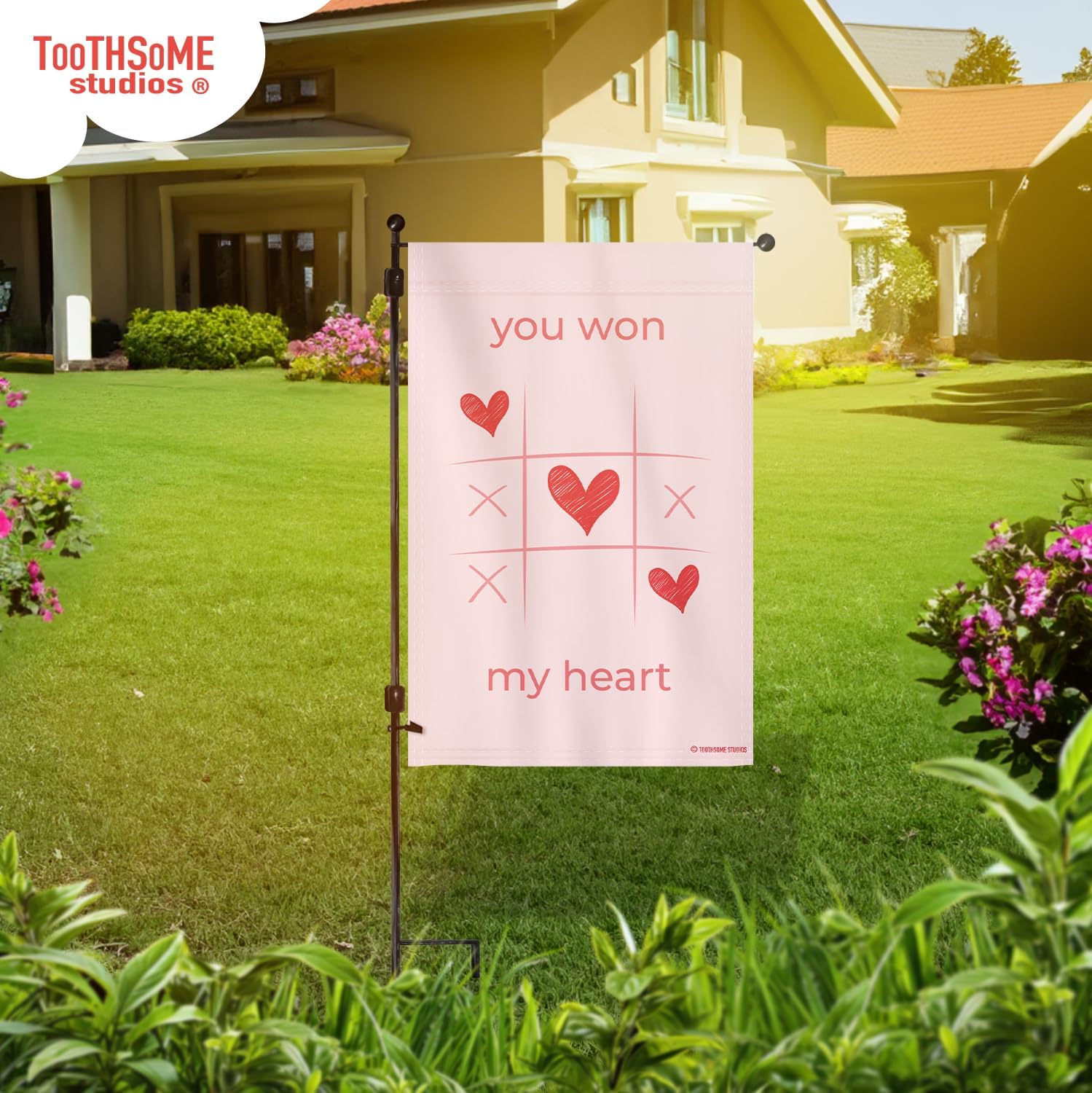 You Won My Heart Valentine's Day Theme 12" x 18" Double Sided Garden Flag Banner Cute Outdoor Galentine's Day Humor Home Decor (YouWonMyHeart) - Image 4