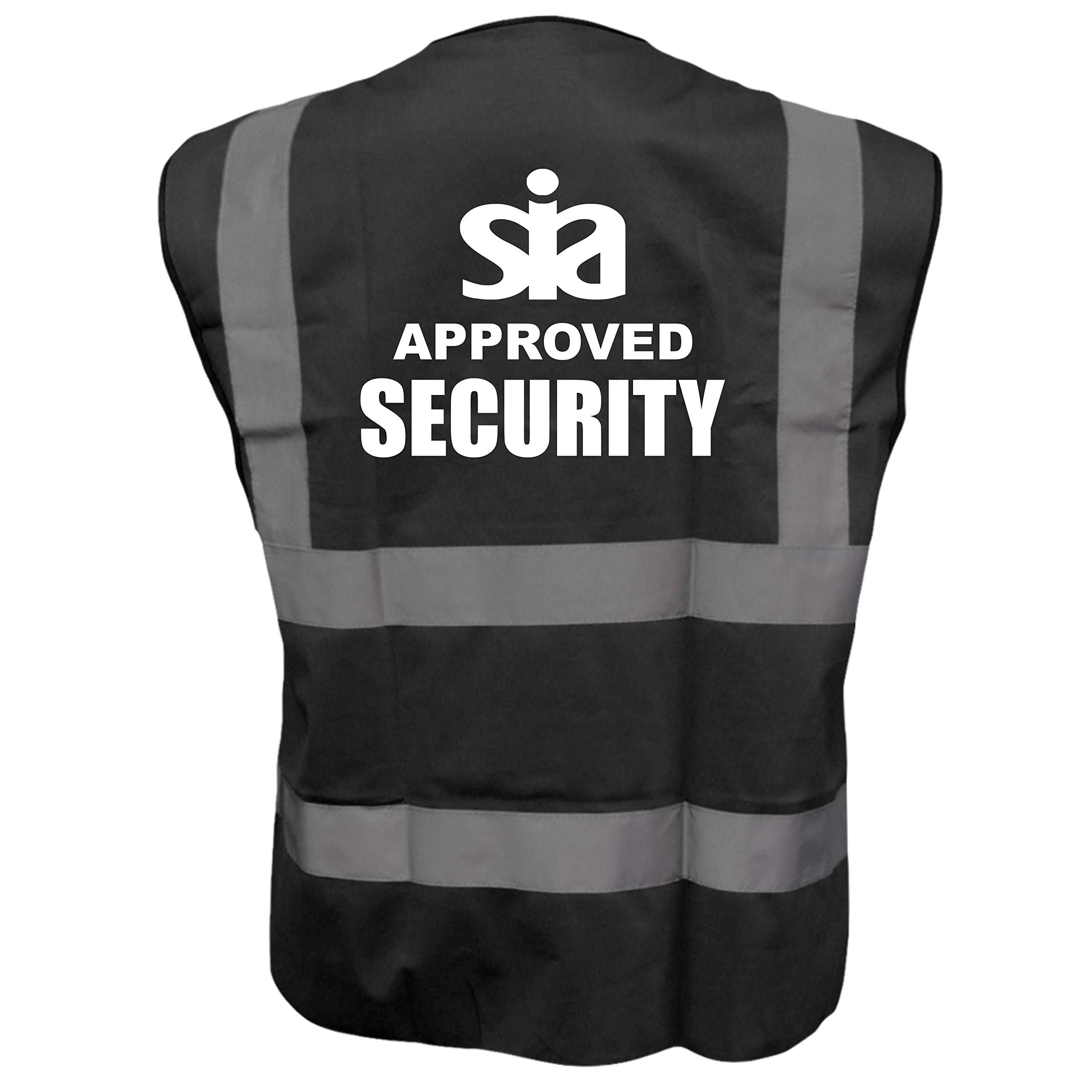 Brook Hi Vis Uk Unisex Black Sia Security Printed Hi Vis Vest/Waistcoat, Security Officer, Security Guard, Doorman, Bouncer, Events, Xxxlarge