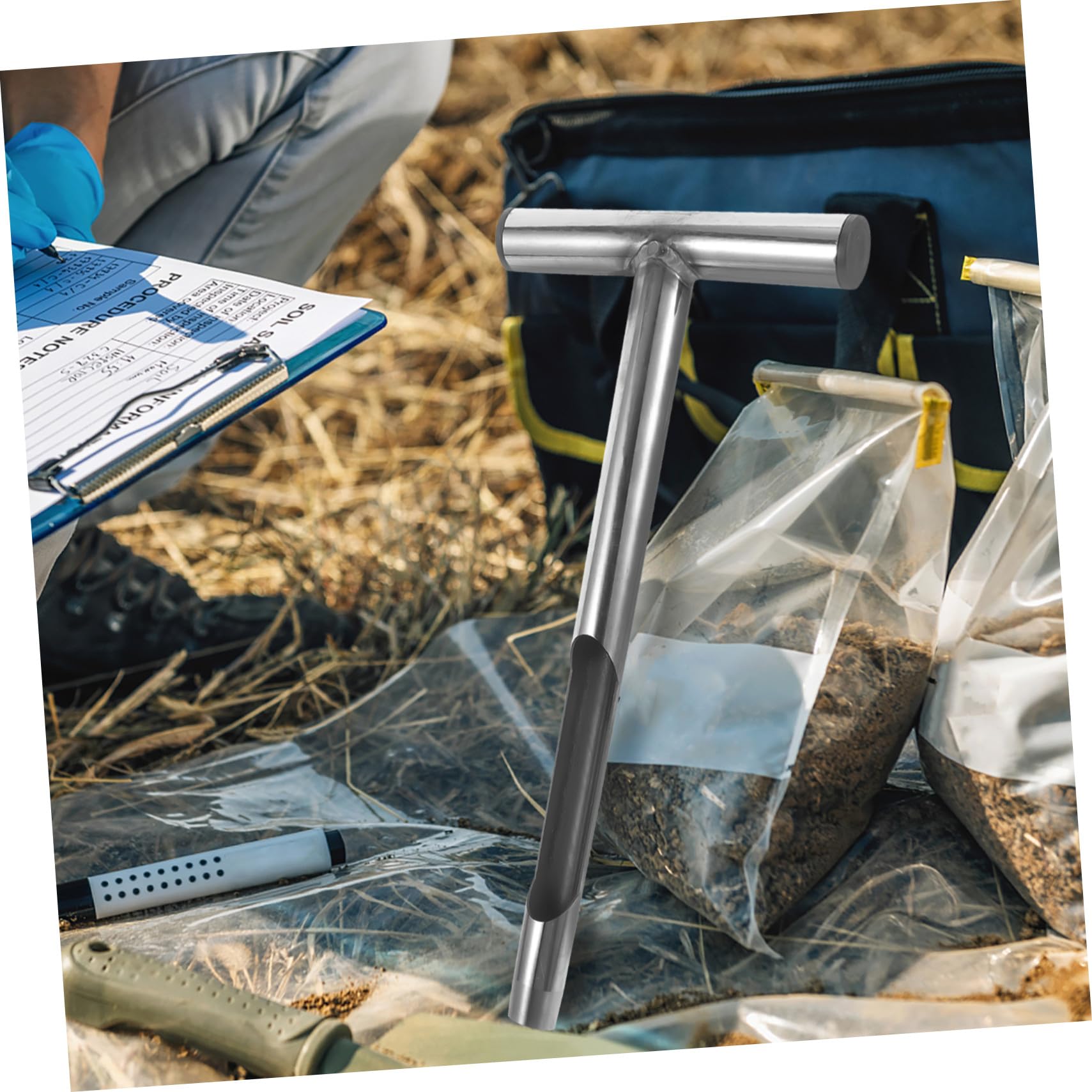 SHINEOFI Bodenprobensonde aus Edelstahl, Ergonomisch, Zeitsparend, Silber