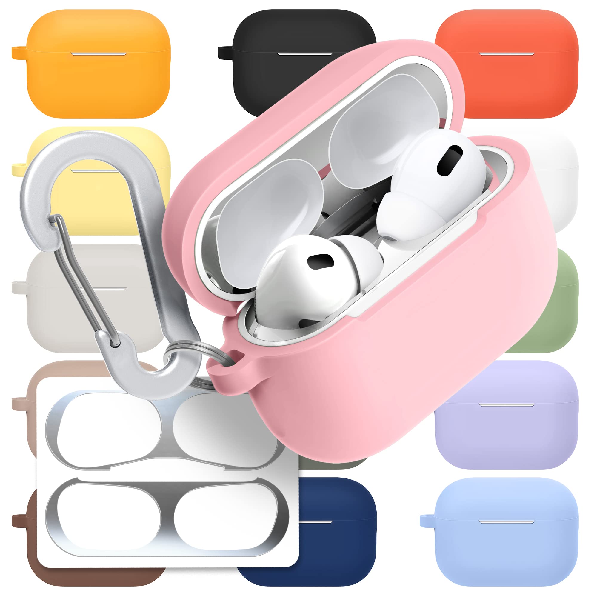 [3 in 1] AirPods Pro 3 Silicone Case + Anti-Lost Carabiner + Dust Guard Metal Film, Protective Cover with Keychain for Apple AirPods Pro3 (2025) — view 37