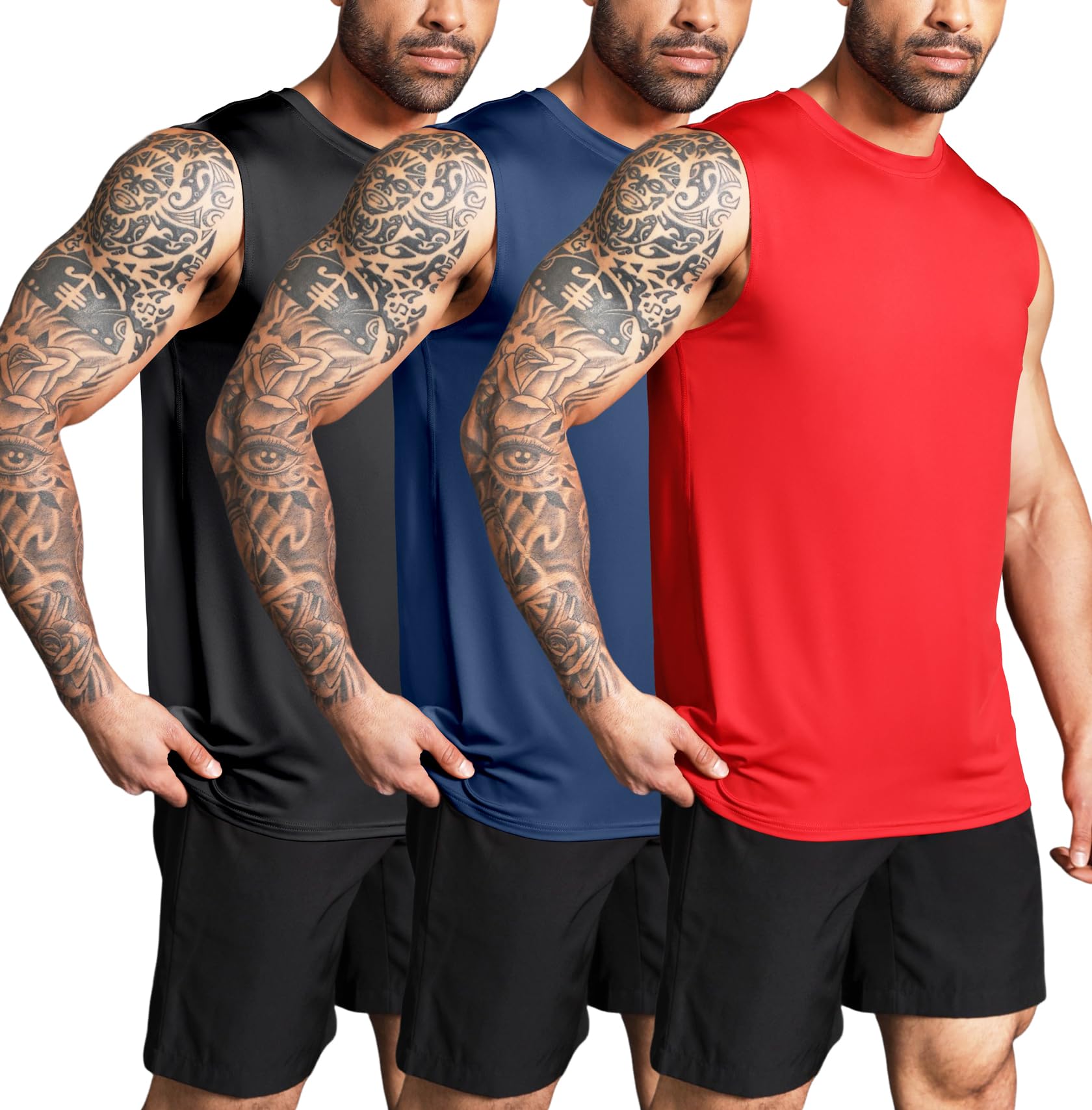 Boyzn Men's 3 Pack Workout Tank Tops Gym Athletic Muscle Tee Bodybuilding Fitness Sleeveless T-Shirts