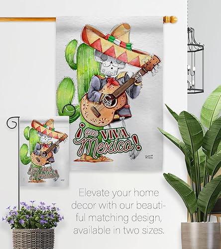 Miniatura 8 de Que Viva - Bandera de casa de México, fiesta de verano del Cinco de Mayo, cactus y piñata, sombrero para fiesta mexicana al aire libre, pancarta