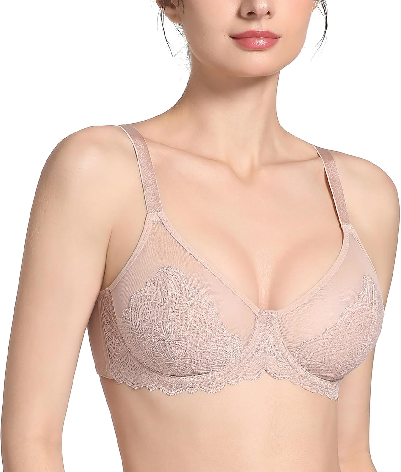 Lemorosy Women's Full Coverage Underwire Lace Unlined Minimizer Bra for Heavy Breast - Image 4
