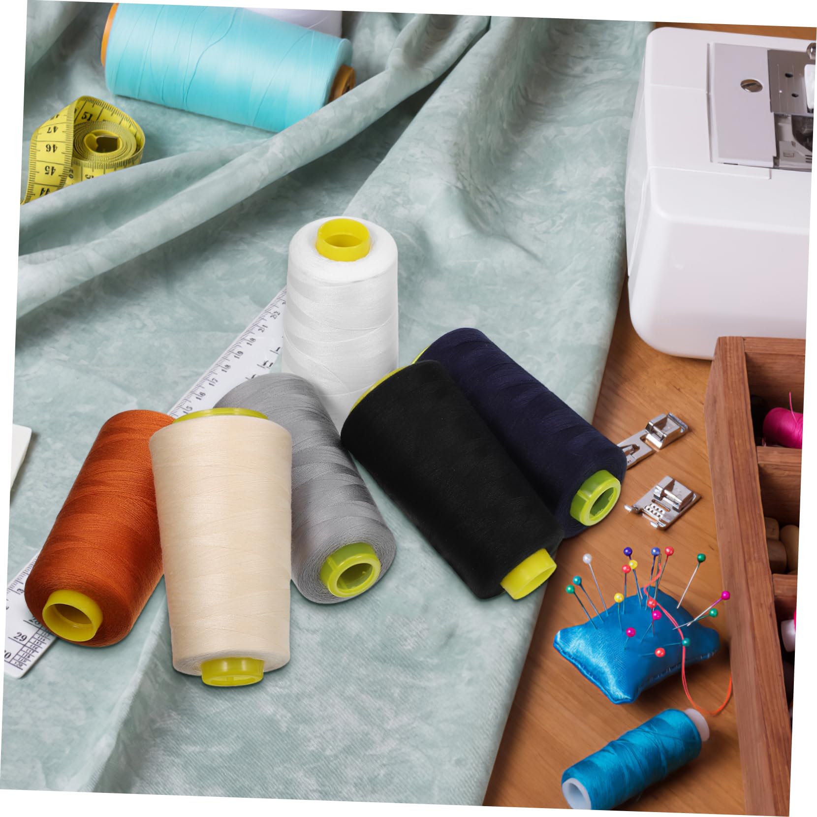 Gadpiparty 3 Series Hilo De Poliéster Hilo De Coser Claro Para Cono Puntada Tela Bobinas De Hilo De Coser Negro Costura Hilos De Coser Hilo De Máquina De Bordar 6 Piezas*3