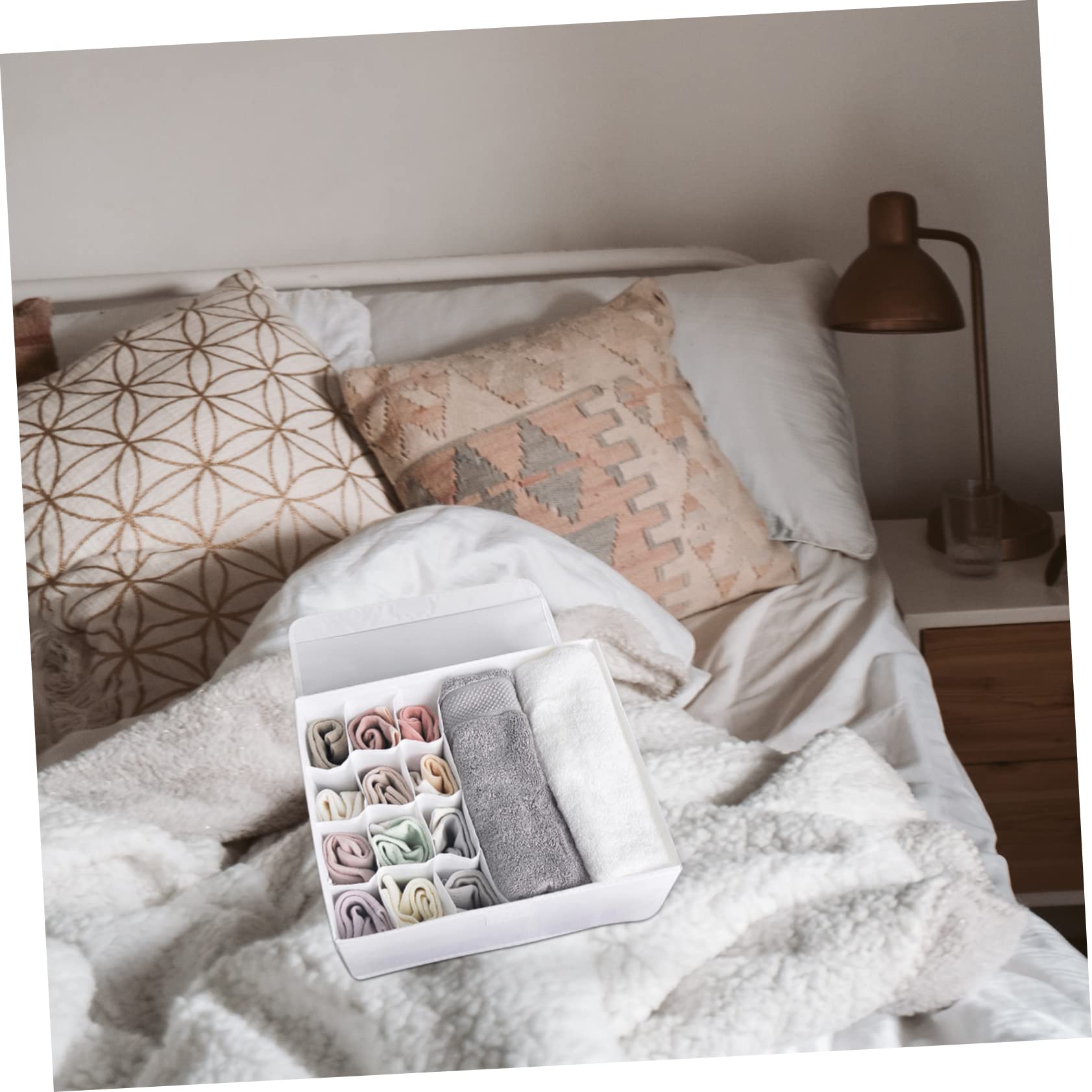 Alipis 2pezzi Scatola Di Organizzazione Per Intimo Femminile Oxford Con Coperchio Contenitore Per Cassetto Per Mutande Calze Regali e Accessori Scomparti Per Organizzazione Efficiente