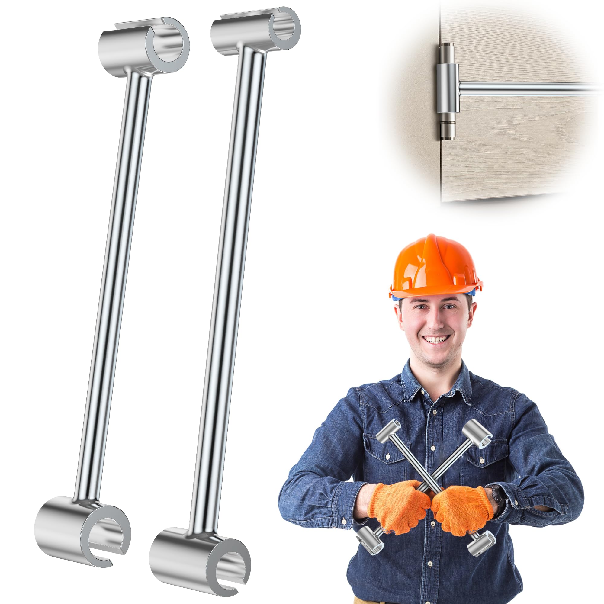 Door Hinge Adjustment Tool 2Pcs, Hinges Gap Adjusting Wrench, Upgraded Door Hinge Repair Tool, Door Gap Tool for Flag Hinges Steel Double-Ended Door Henge Repair Wrench