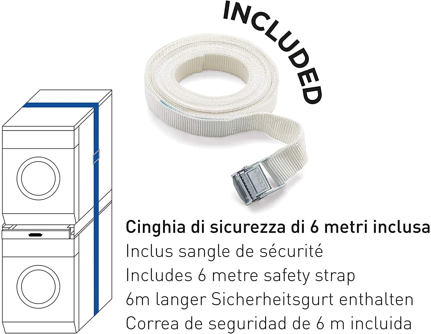 [en.casa] Kit di Sovrapposizione per Lavatrice e Asciugatrice Collegamento Accatastamento Universale con Piano di Appoggio Estraibile - Bianco