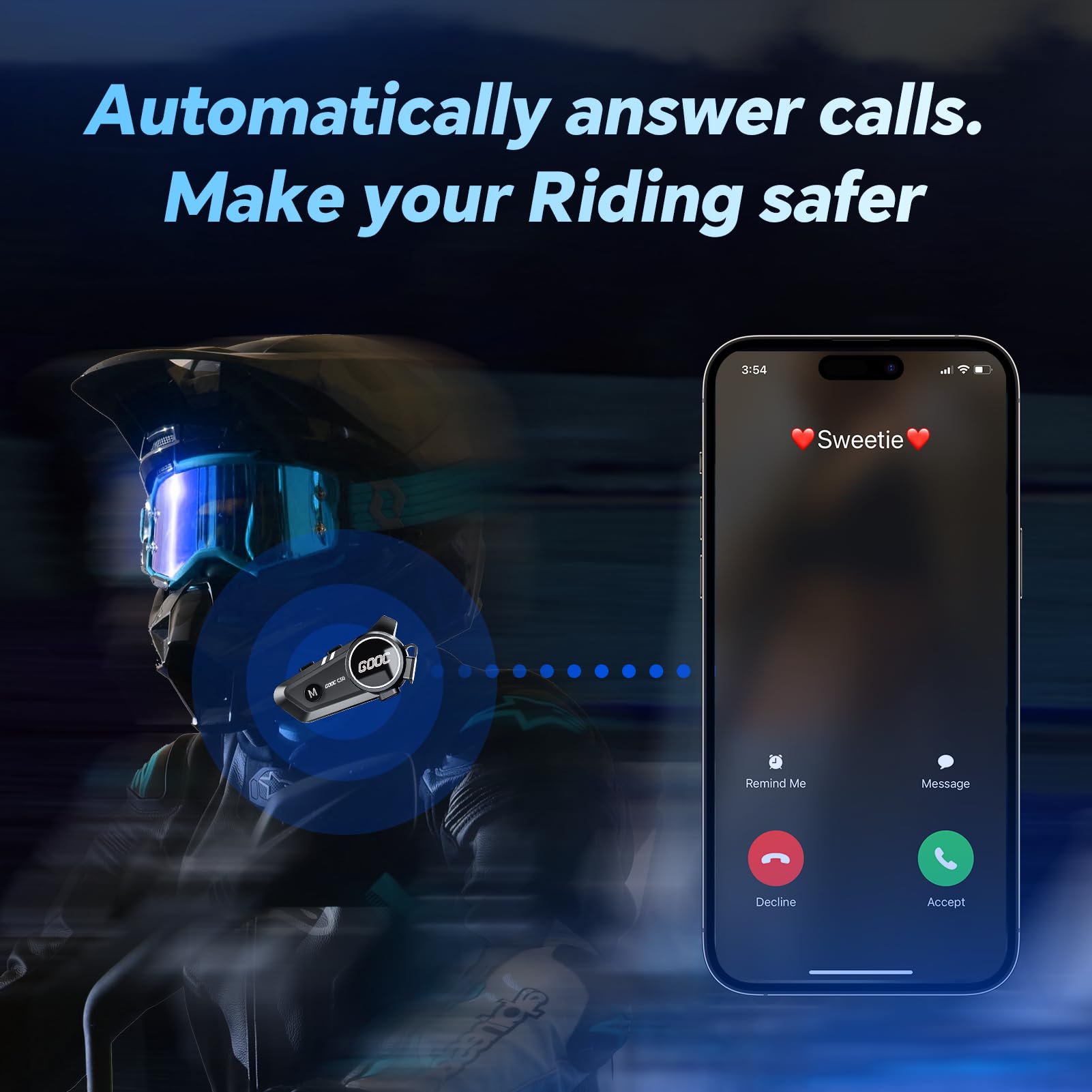 Auricolare Bluetooth per casco da moto, alta qualità del suono, cuffie sportive impermeabili, altoparlanti a mani libere, controllo delle chiamate musicali, risposta automatica, 120 ore di