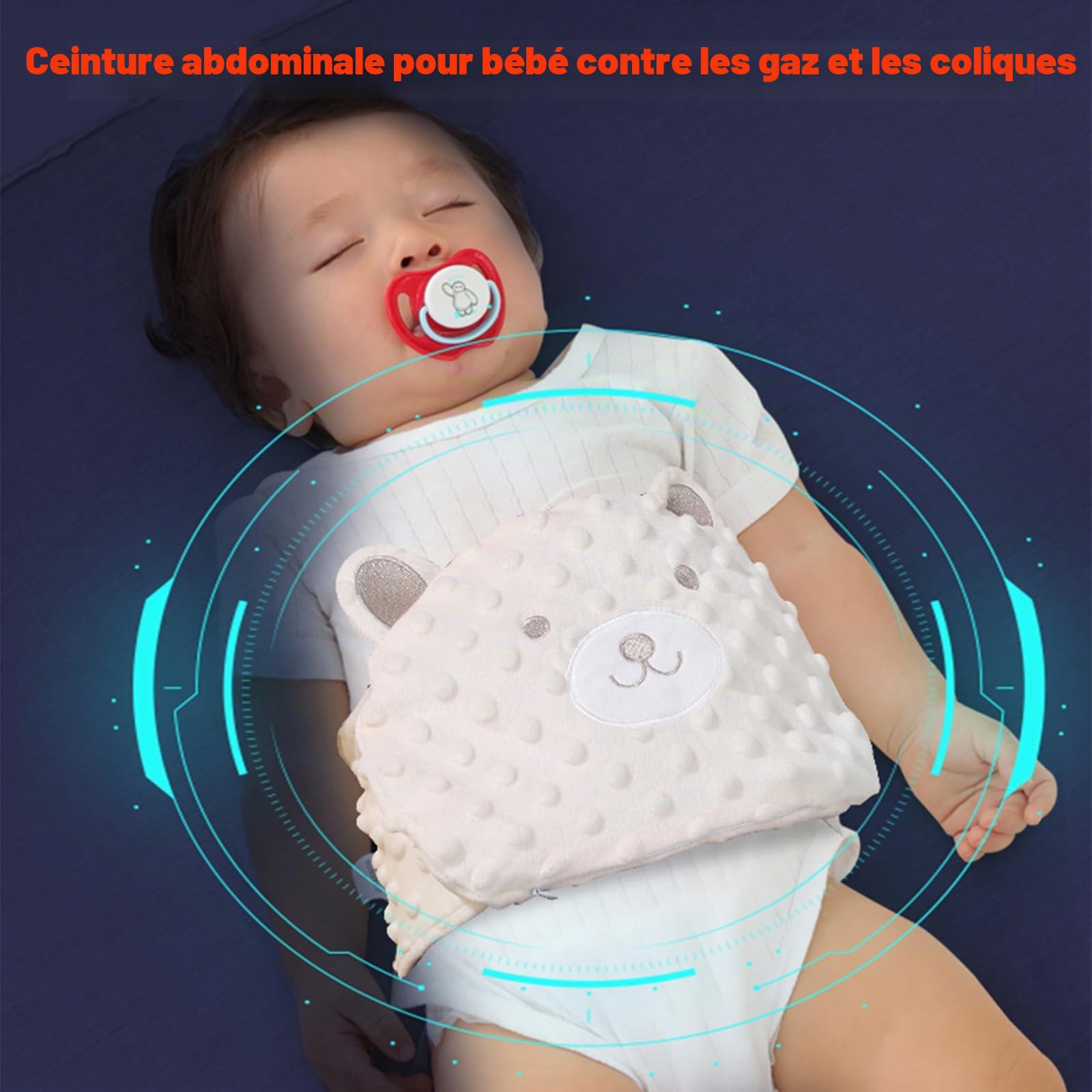 Soulagement des coliques et des gaz pour bébé – Enveloppe chauffante à base de graines de cassia, ceinture d'emmaillotage pour bébé soulage et apaise les gaz, les ballonnements et les maux