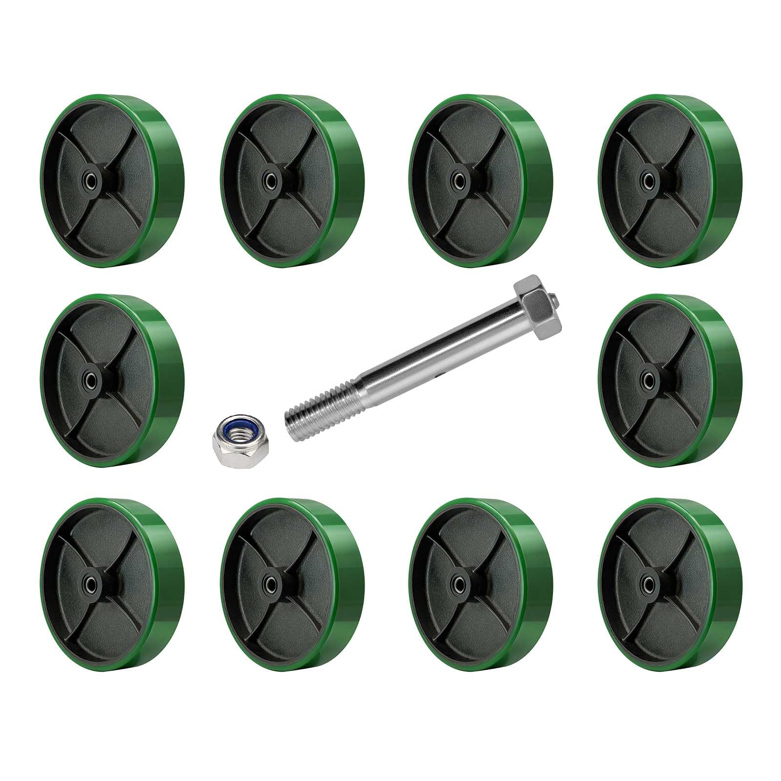 LONGRUNFORU 8 Inch Polyurethane on cast Iron Wheel, Roller Bearing-1/2