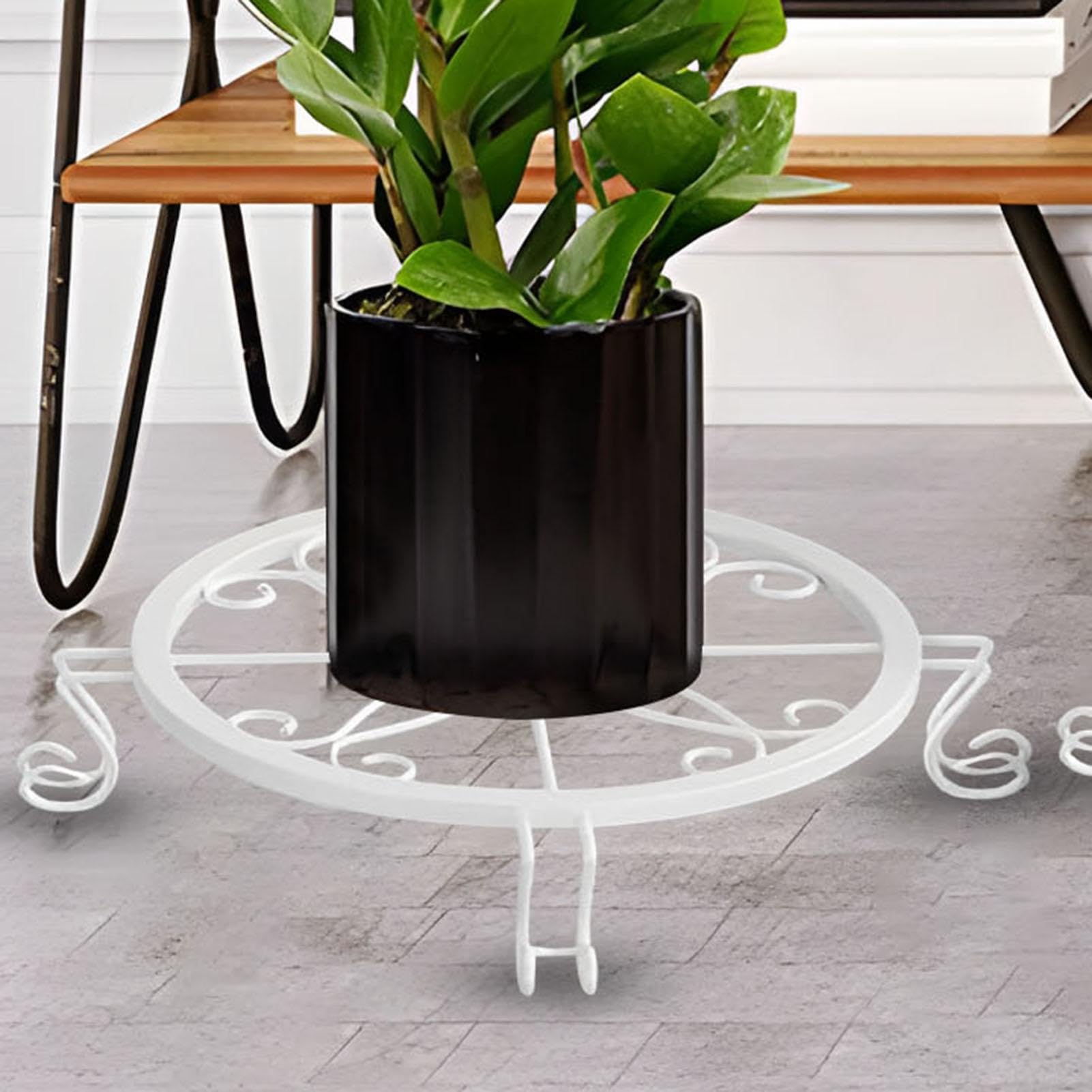 Amazon｜金属製ポットスタンド、ブラックポットスタンド, フラワー