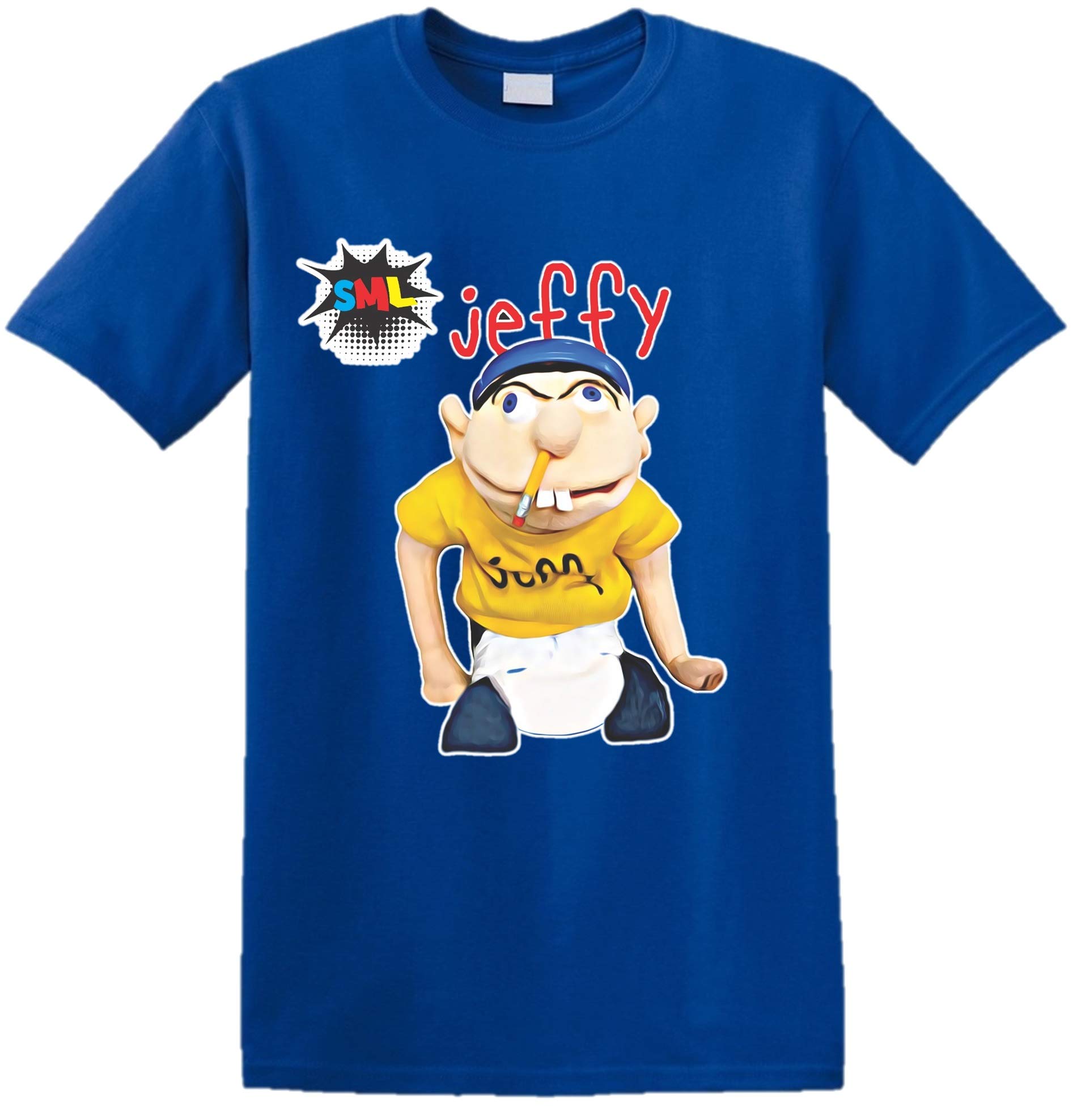 Jeffy The Puppet Mens T-Shirt Funny Kids Youtuber Girls Boys Top SML Xmas Birthday Gift (Royal Blue, M)