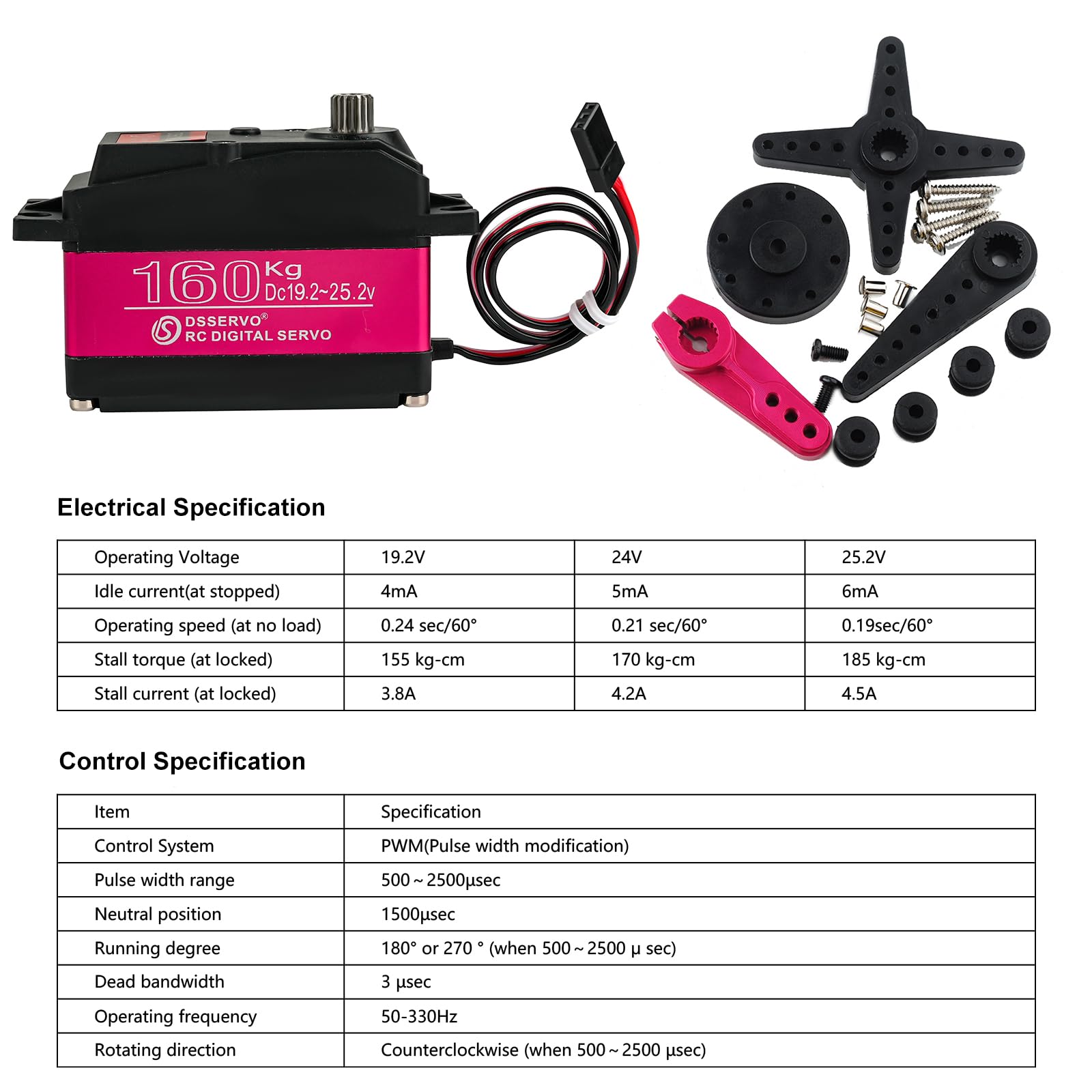 DS51160 160KG RC Digital Servo 270 Grad Wasserdicht Großes Hohes Drehmoment Servos Vollmetall Getriebe für RC Flugzeug Quadcopter Hubschrauber Roboterarm