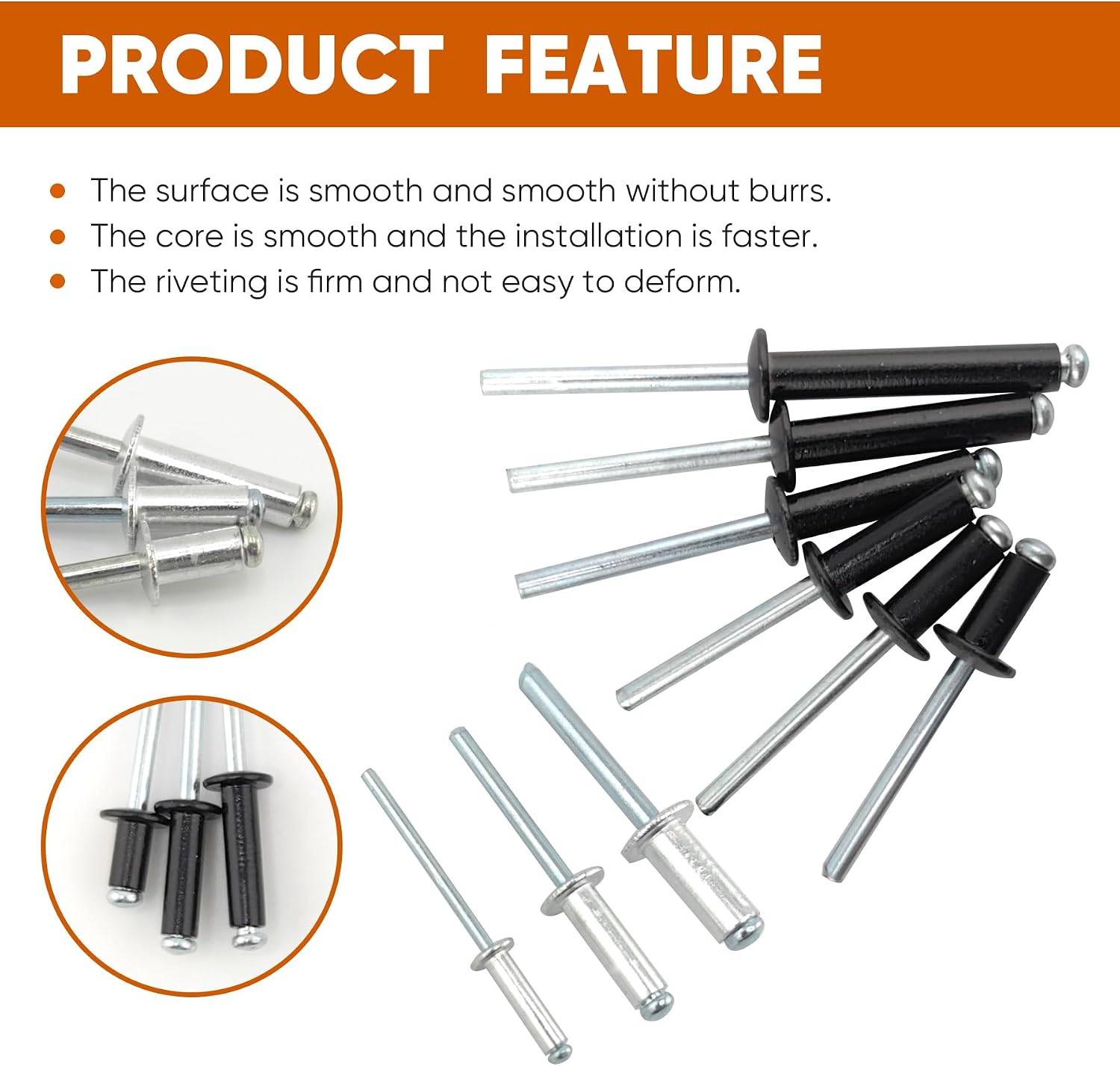 ALLCLEAN 110 Pcs 3/16" x 1" Aluminum Blind Rivets,4.8 x 25mm Pop Rivets,Aluminum Grip and Steel Mandrel