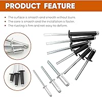 Vista 3 de ALLCLEAN 60 piezas de remaches ciegos de aluminio de 1/4" x 1", remaches pop de 6,4 x 25mm, agarre de aluminio y mandril de acero