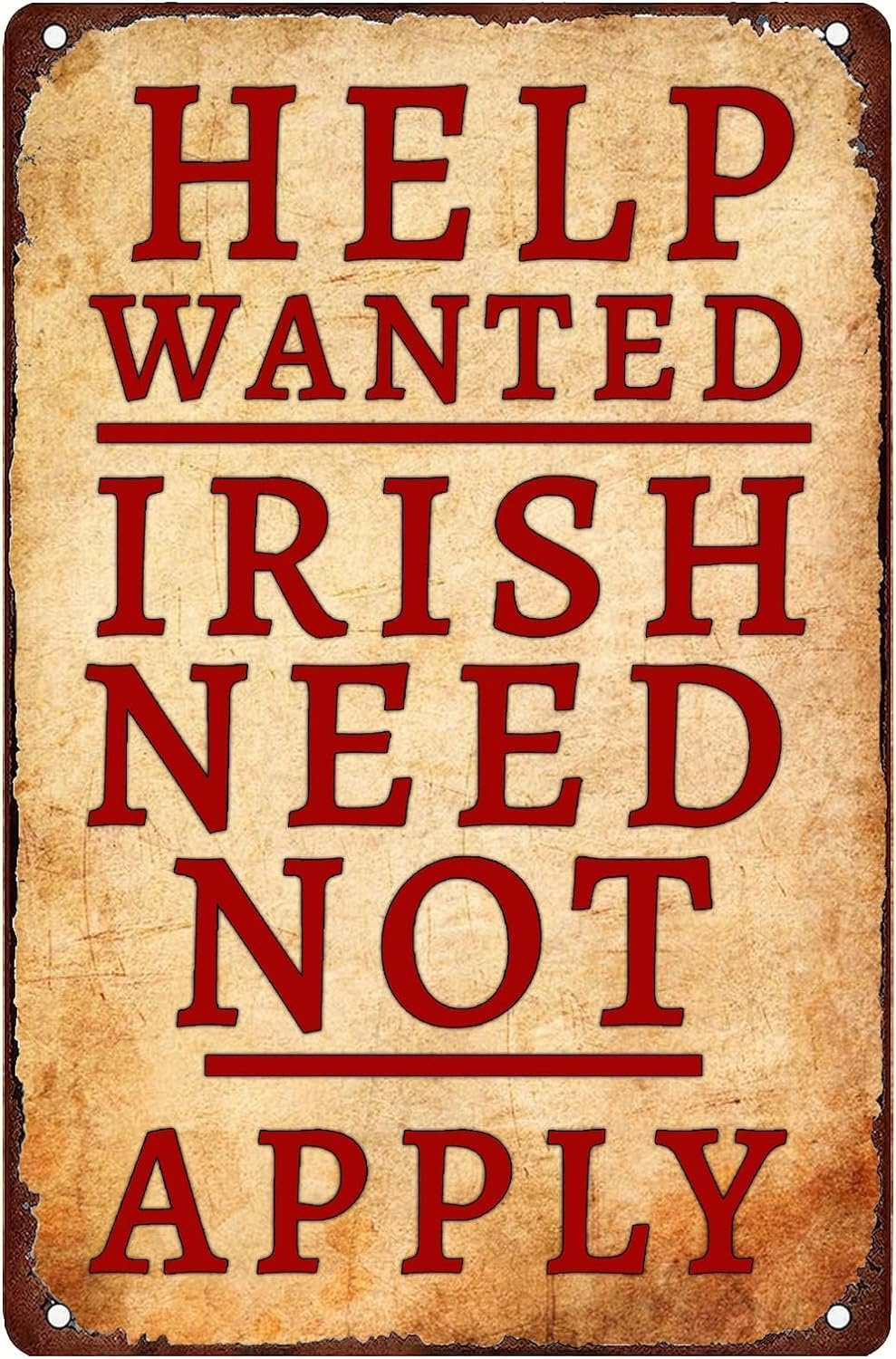 Kwqdozf Tin Sign-9 12X16inch Help Wanted Irish Needapply Vintage Metal Aluminum Tin Sign Door