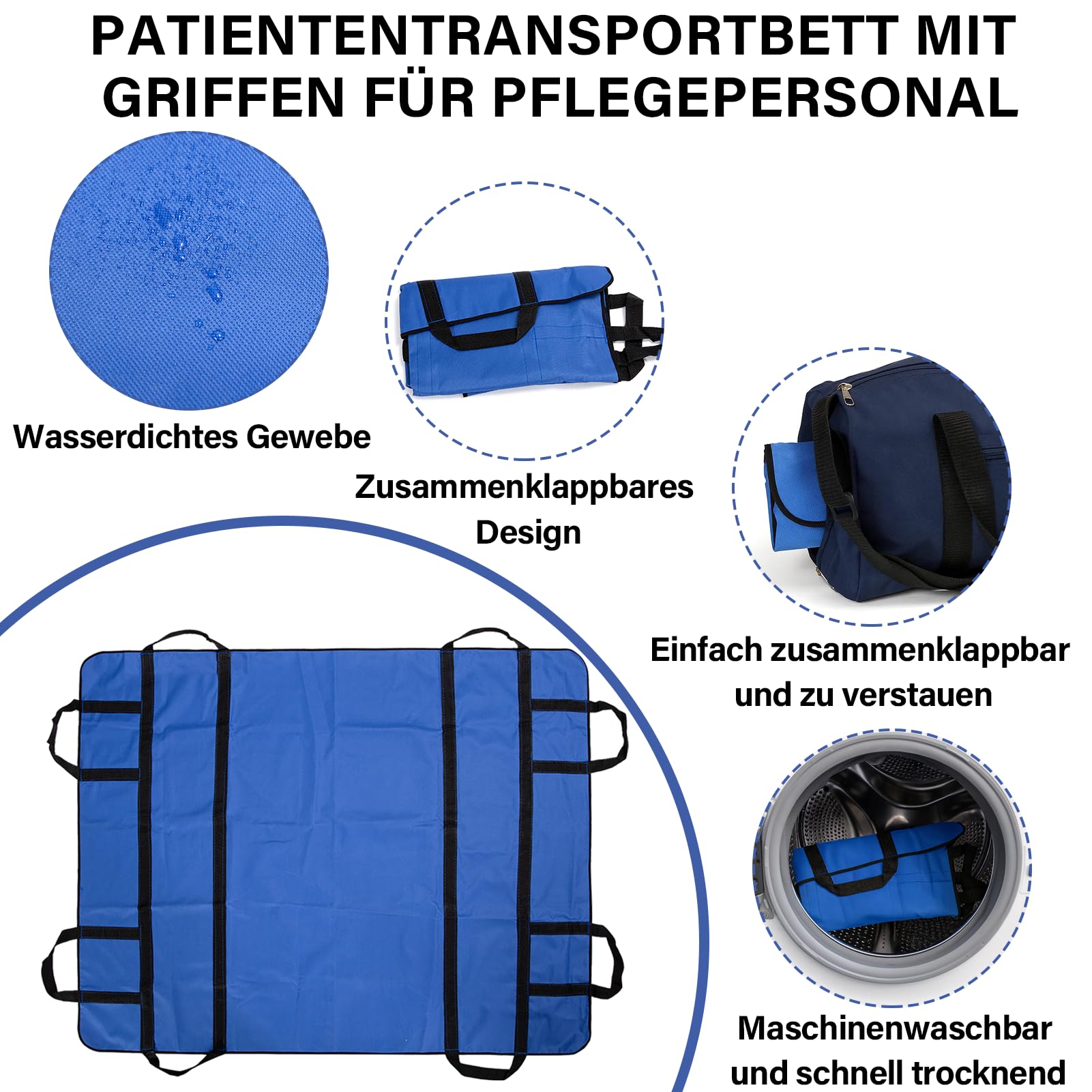 1 PCS Telo Per Spostare Anziani Allettati Con 8 Maniglie, Telo Scivolamento Per Anziani Riutilizzabile, Scheda Di Trasferimento Per Pazienti Allettati E Mobilità Ridotta (120x100cm)