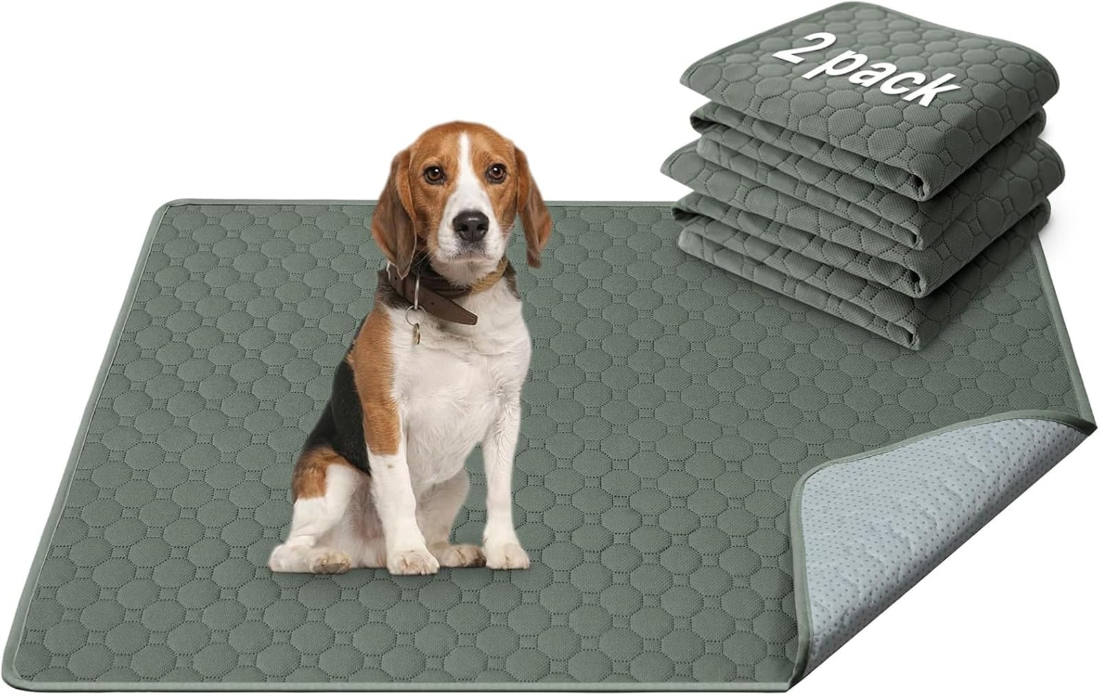 LINGKY Washable Puppy Pads(92x120cm), Reusable Pee Pads for Dogs 2 Pack, Dog Training Pads, Super Absorbent & Waterproof Dog Pee Pads, Incontinence Pads for Puppies, Dogs, Cats