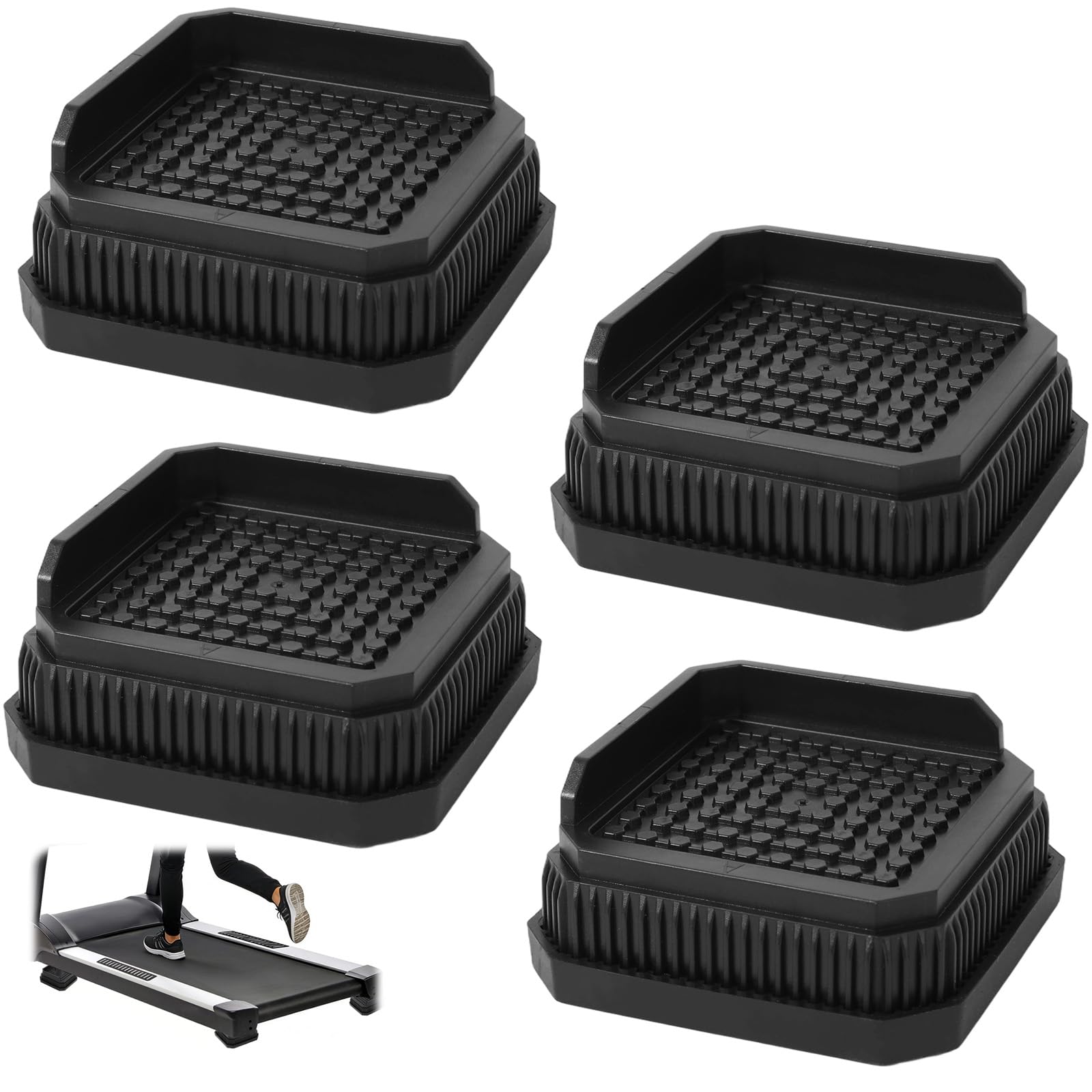 Photo 1 of 4pcs Stackable Treadmill Incline Riser Blocks, Adjustable Height Lift Incline Blocks for Leveling & Uphill Training Anti-Slip Gym and Home Use Treadmill Riser Walking Running Accessories Attachment