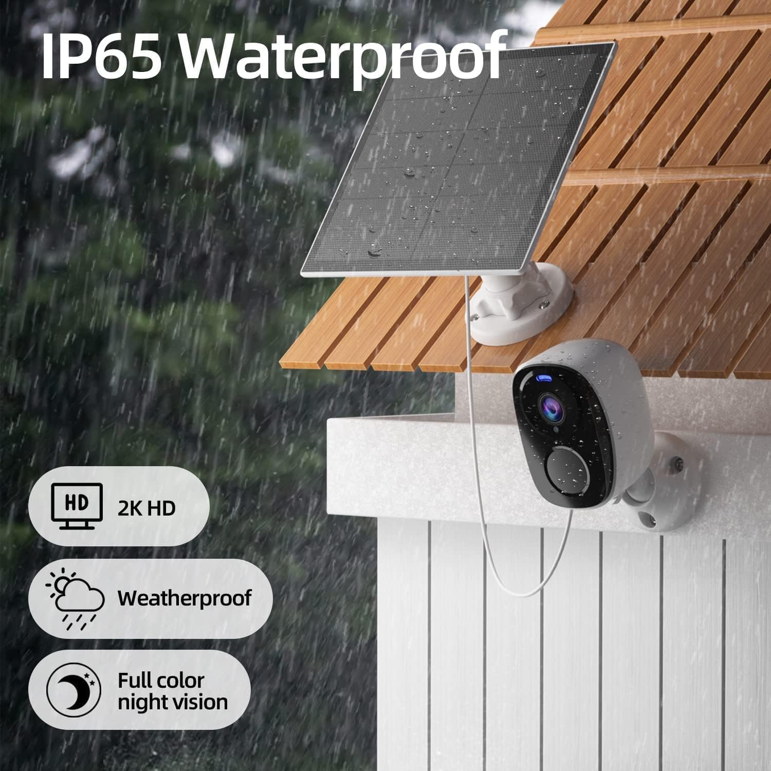 Telecamere di sicurezza wireless per esterni, alimentate a batteria, con impermeabilità IP65, audio bidirezionale, visione notturna a colori, senza abbonamento, telecamera di sicurezza WiFi, 1