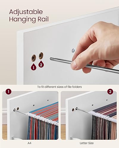 Miniatura 15 de VASAGLE Archivador móvil con ruedas, 2 cajones, estante abierto, para A4, tamaño carta, carpetas colgantes, gris carbón y negro tinta UOFC071B04