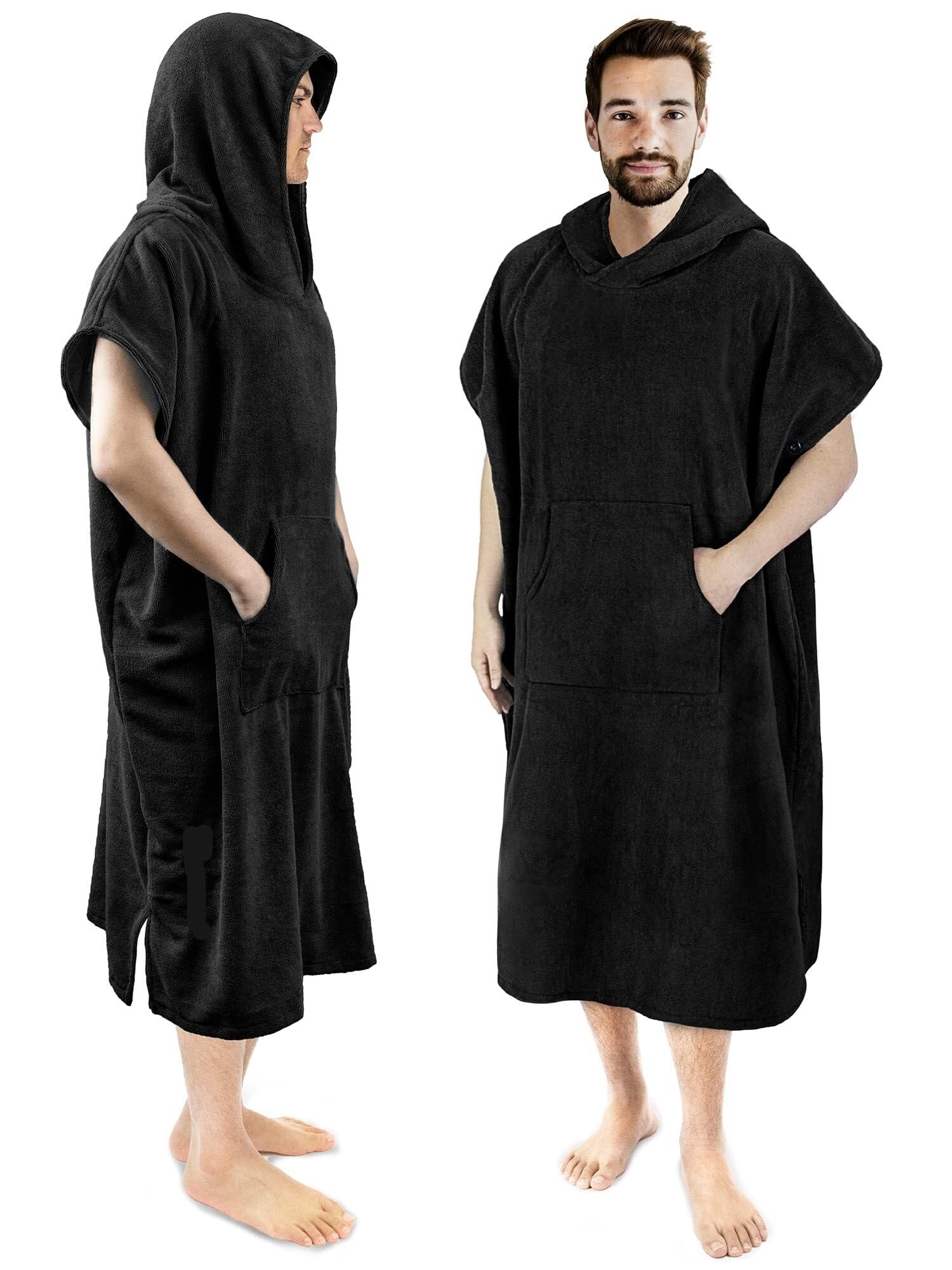 Genérico Poncho de Surf, Poncho Toalla Poncho Surf Capucha,Toalla Secado Rápido Que Se Cambia For Surfear,Nadar Playa, Deportes Al Aire Libre,Absorbente Y Portátil For Hombre Bolsillo(Black)