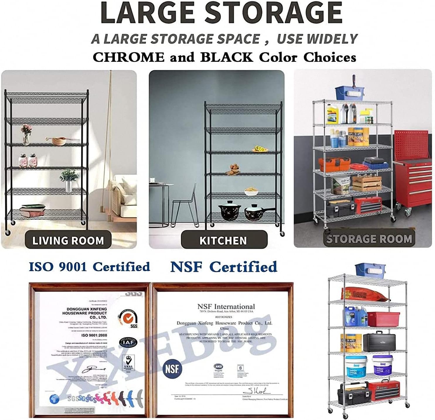 Gеt Sресіаl Prісе Storage Metal Shelf 6 Tier 82x48x18 Wire Shelving Unit with Wheels Sturdy Steel Layer Rack with Casters Heavy Duty for Restaurant Garage Pantry Kitchen Space-Saving Overall Chrome Kitchen Rack