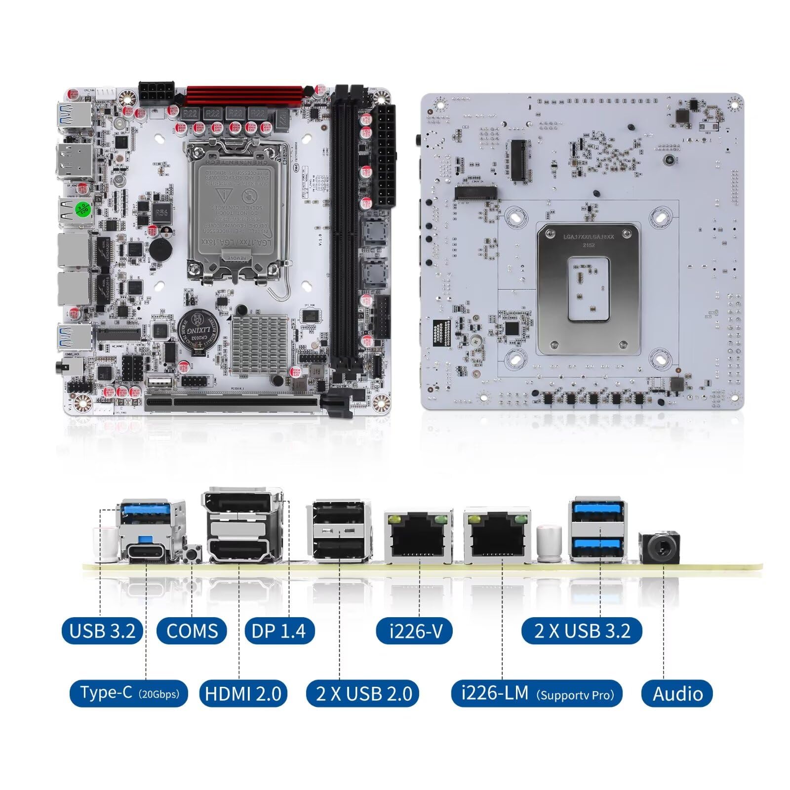 SJRC Q670 LGA 1700 NAS Motherboard 8 Bay, 8 x SATA3.0 Mini ITX Mainboard with 3 x M.2 NVMe PCIe4.0 x4, i226-LM 2.5GbE LAN Board DDR5 with PCIe5.0 x16, Barebone NO RAM/SSD/System
