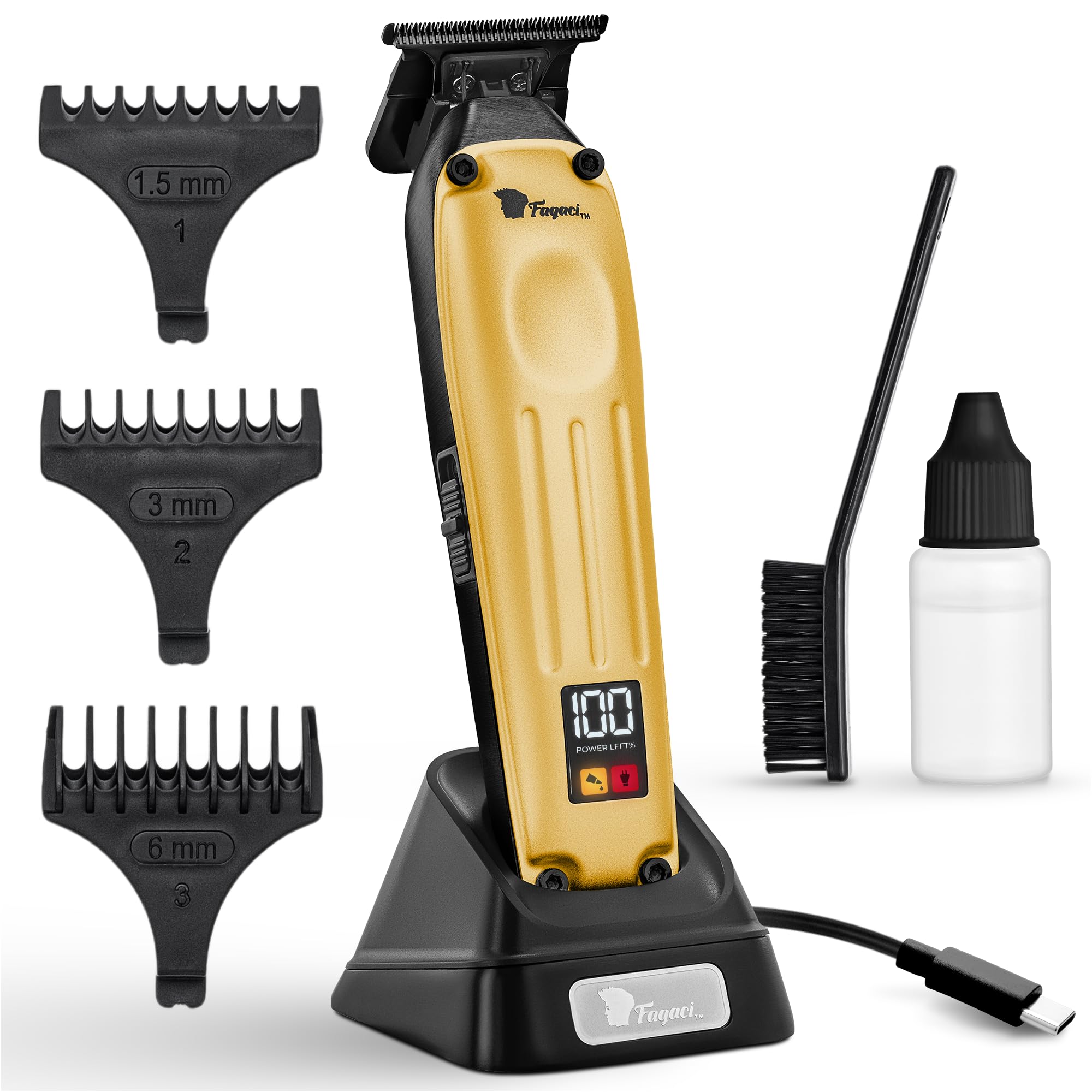 Fagaci Professional Zero Gapped Trimmer for Men, 5X Longer Sharpness Cordless Beard Trimmer for Men, T Liners Professional Trimmers for Barbers with