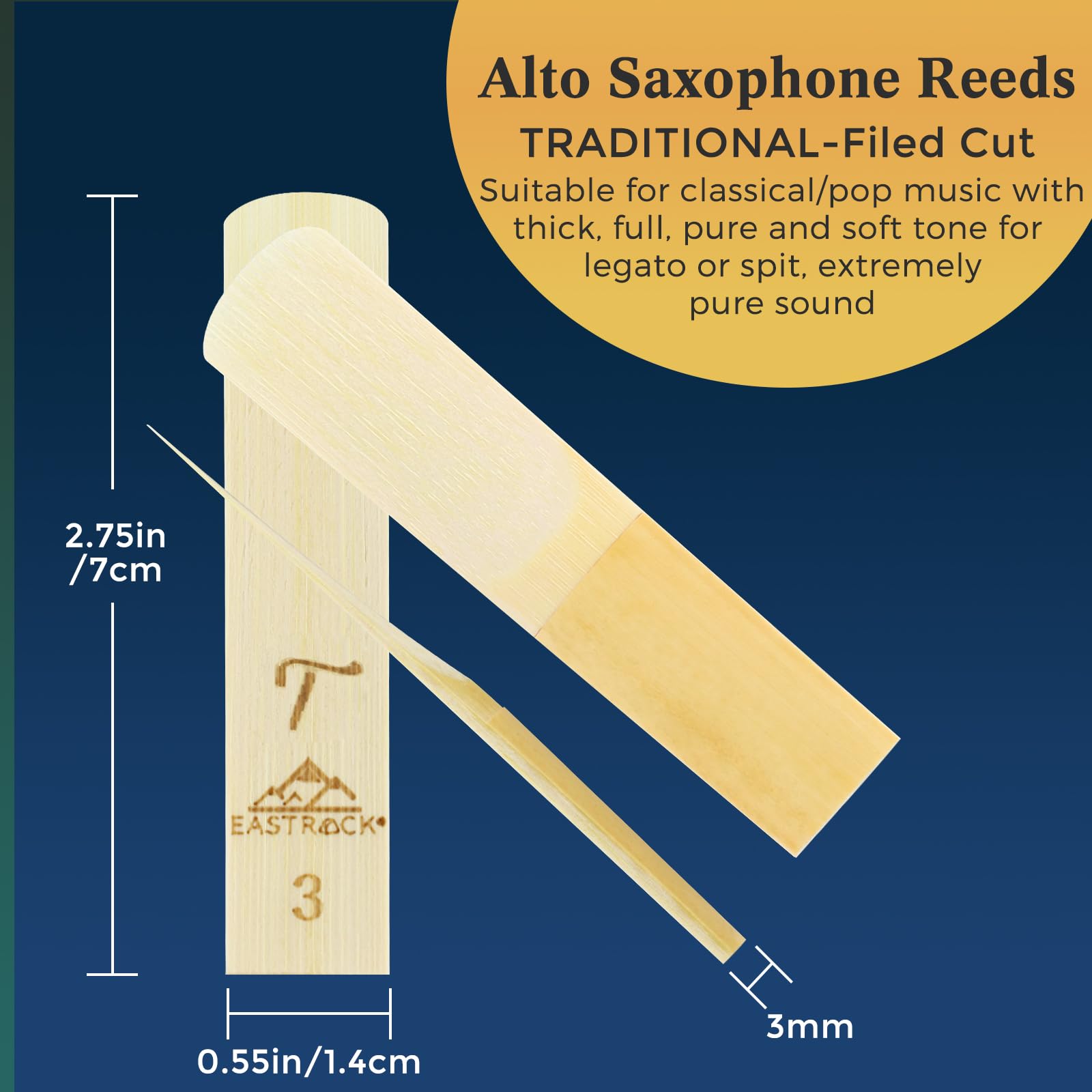 EASTROCK Traditional Alto Saxophone Reeds 3.0 Professional Alto Sax Reeds for Saxophone Beginner and Saxophonist Strength 3.0-10 Pack - Image 2